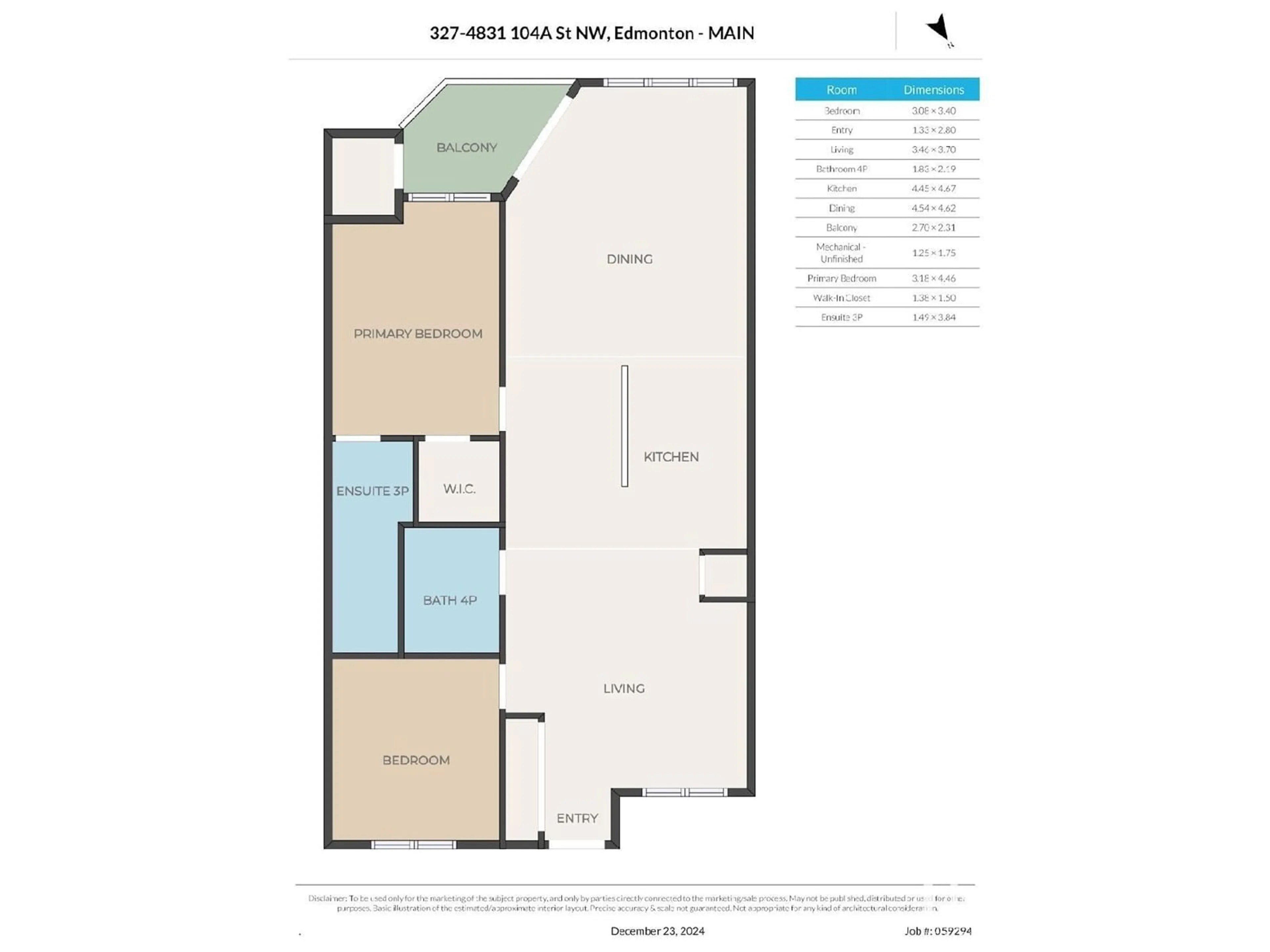 Floor plan for #327 4831 104A ST NW, Edmonton Alberta T6H0R5