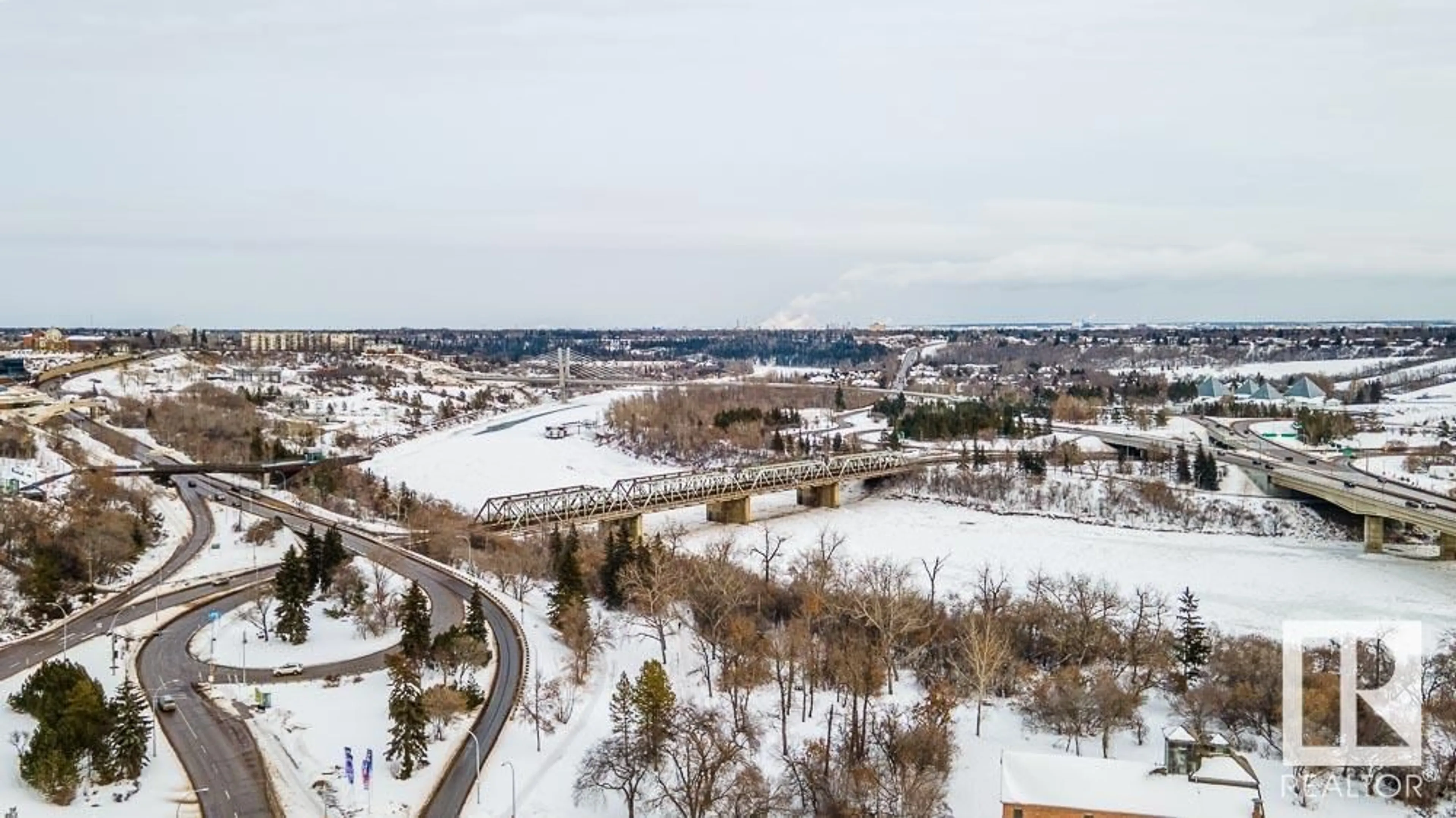 A pic from outside/outdoor area/front of a property/back of a property/a pic from drone, water/lake/river/ocean view for #1712 9918 101 ST NW, Edmonton Alberta T5K2L1