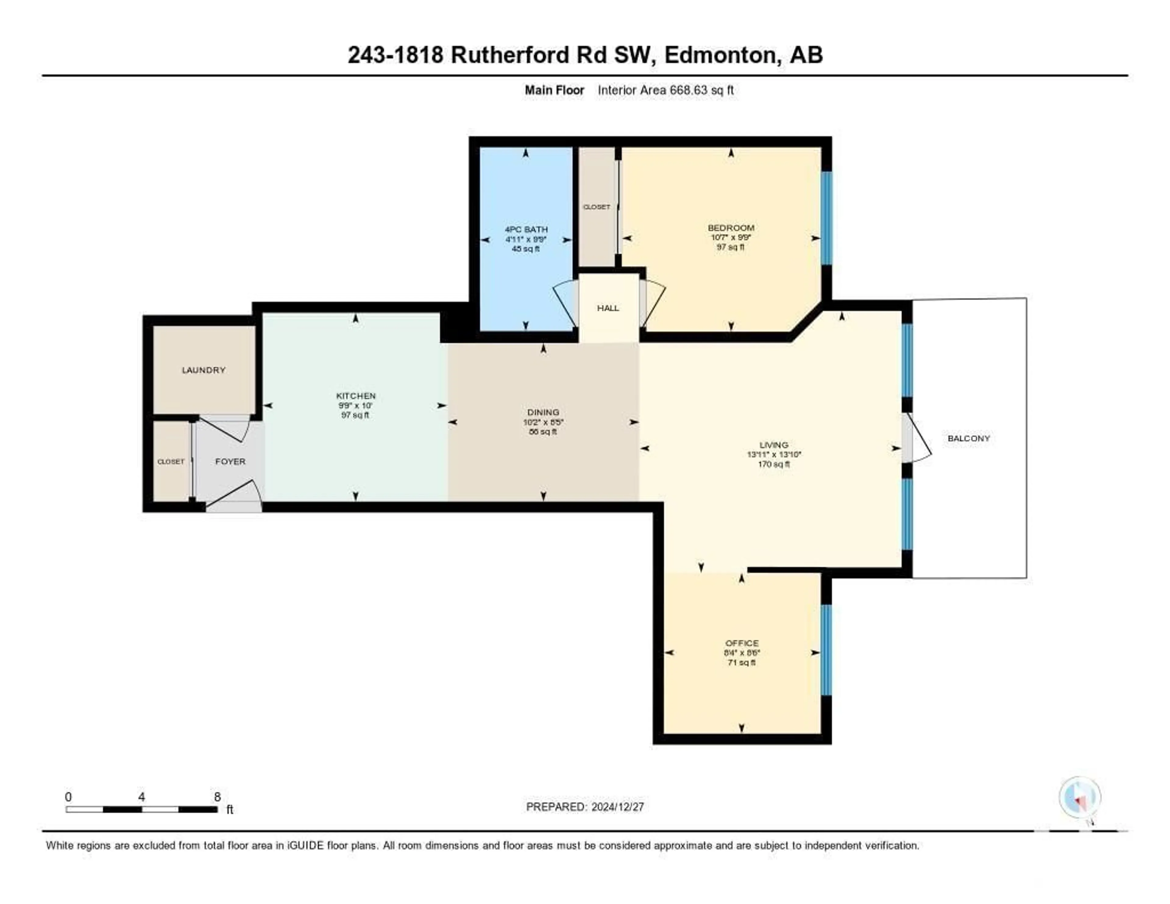 Floor plan for #243 1818 RUTHERFORD RD SW, Edmonton Alberta T6W2K6