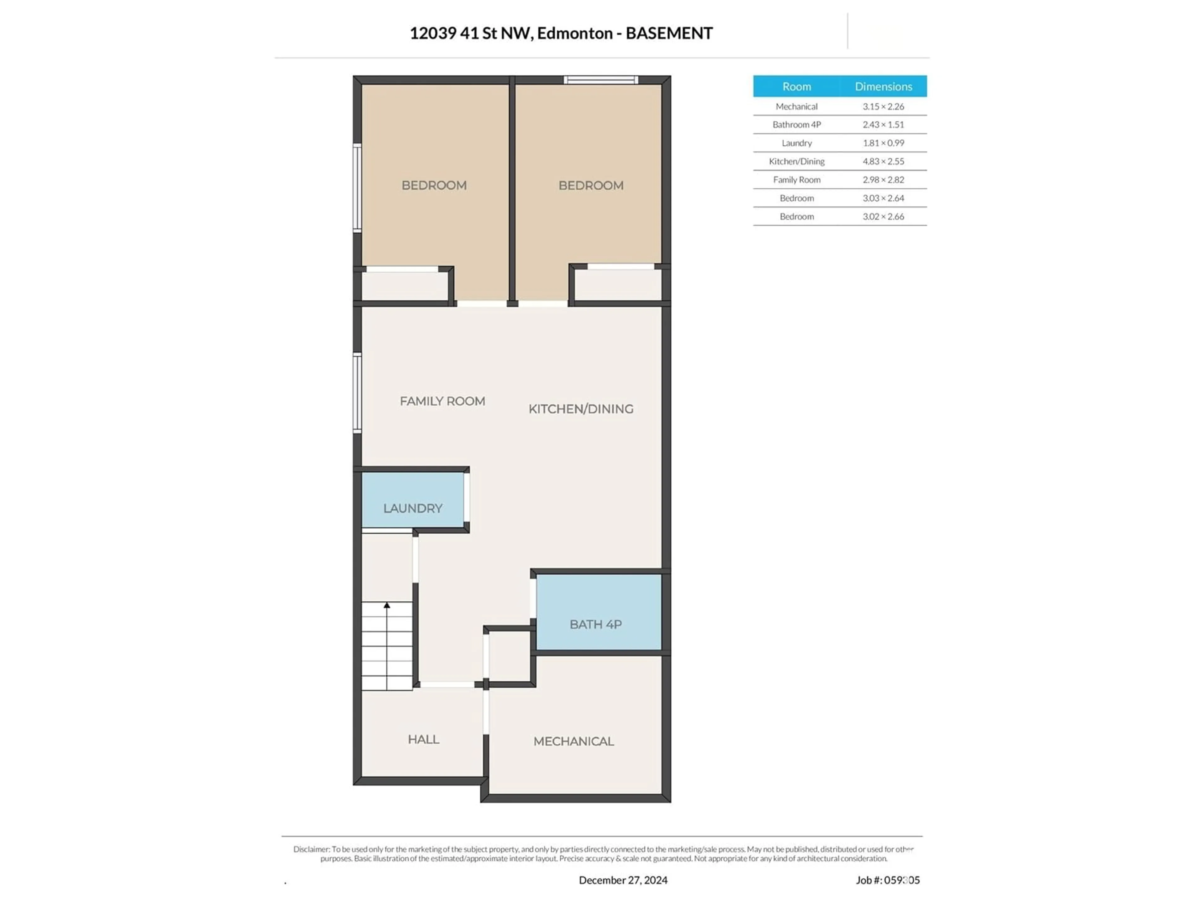 Floor plan for 12039 41 ST NW, Edmonton Alberta T5W2M3