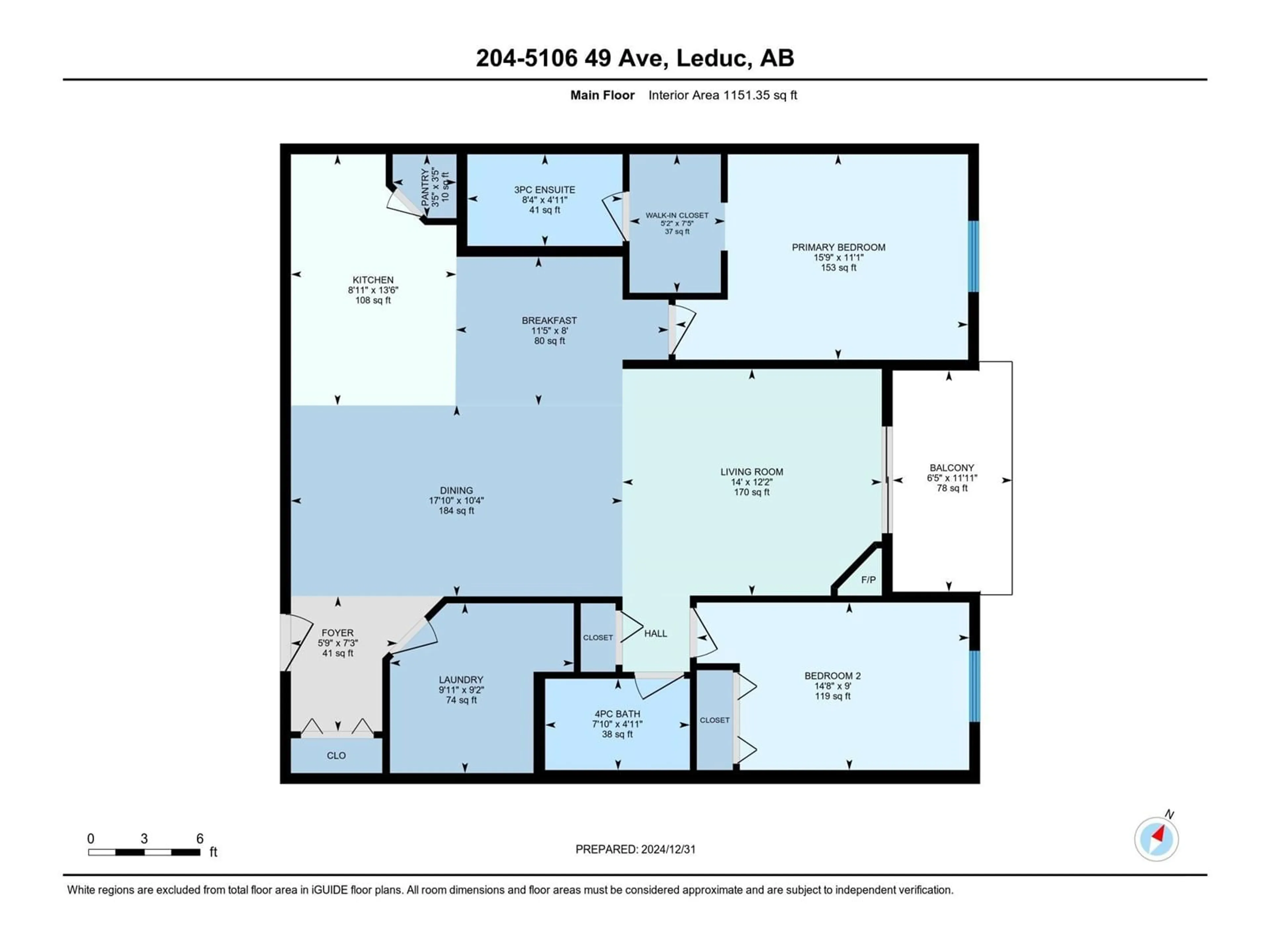 Floor plan for #204 5106 49 AV, Leduc Alberta T9E8H2