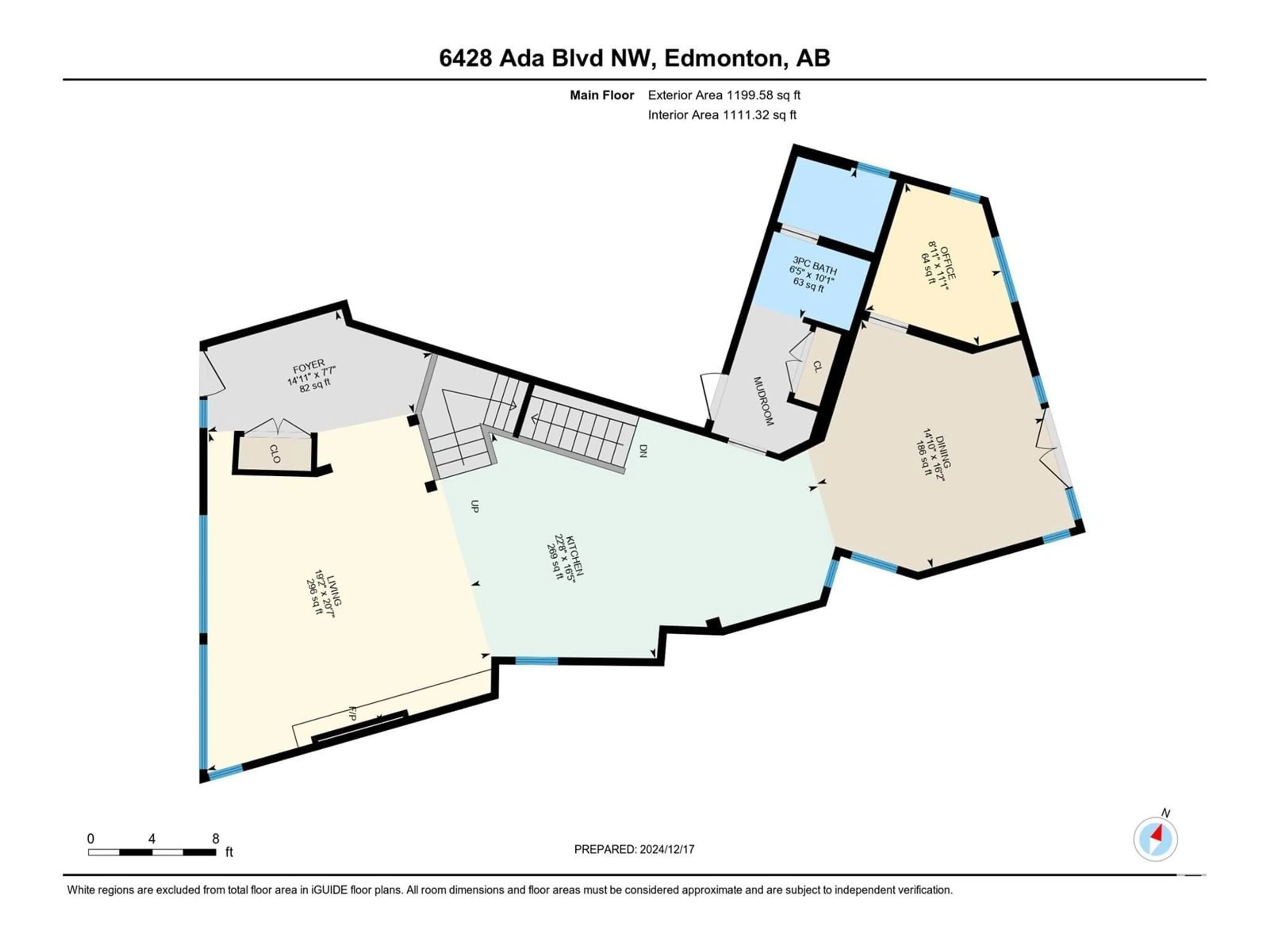 Floor plan for 6428 ADA BV NW, Edmonton Alberta T5W4P2