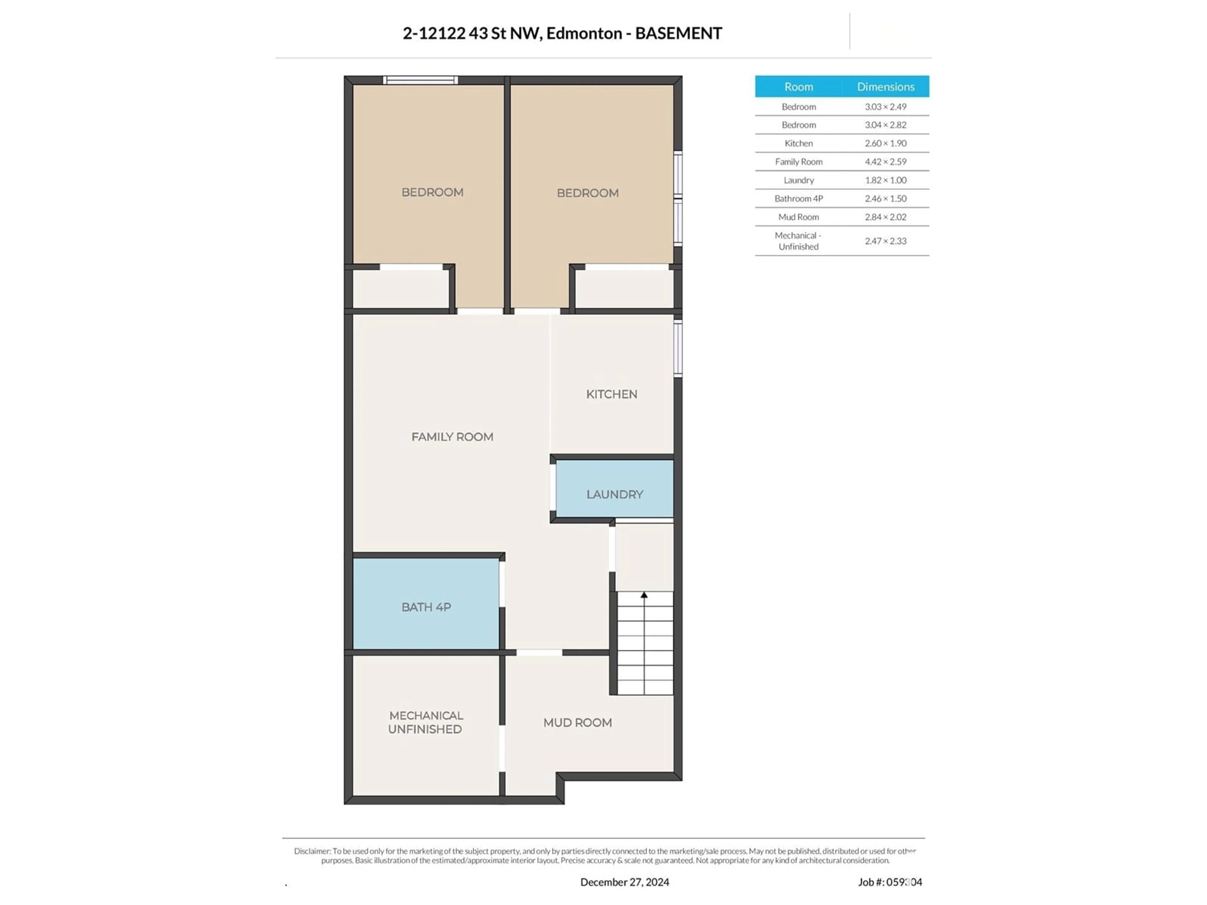 Floor plan for 2 12122 43 ST NW, Edmonton Alberta T5W2R1