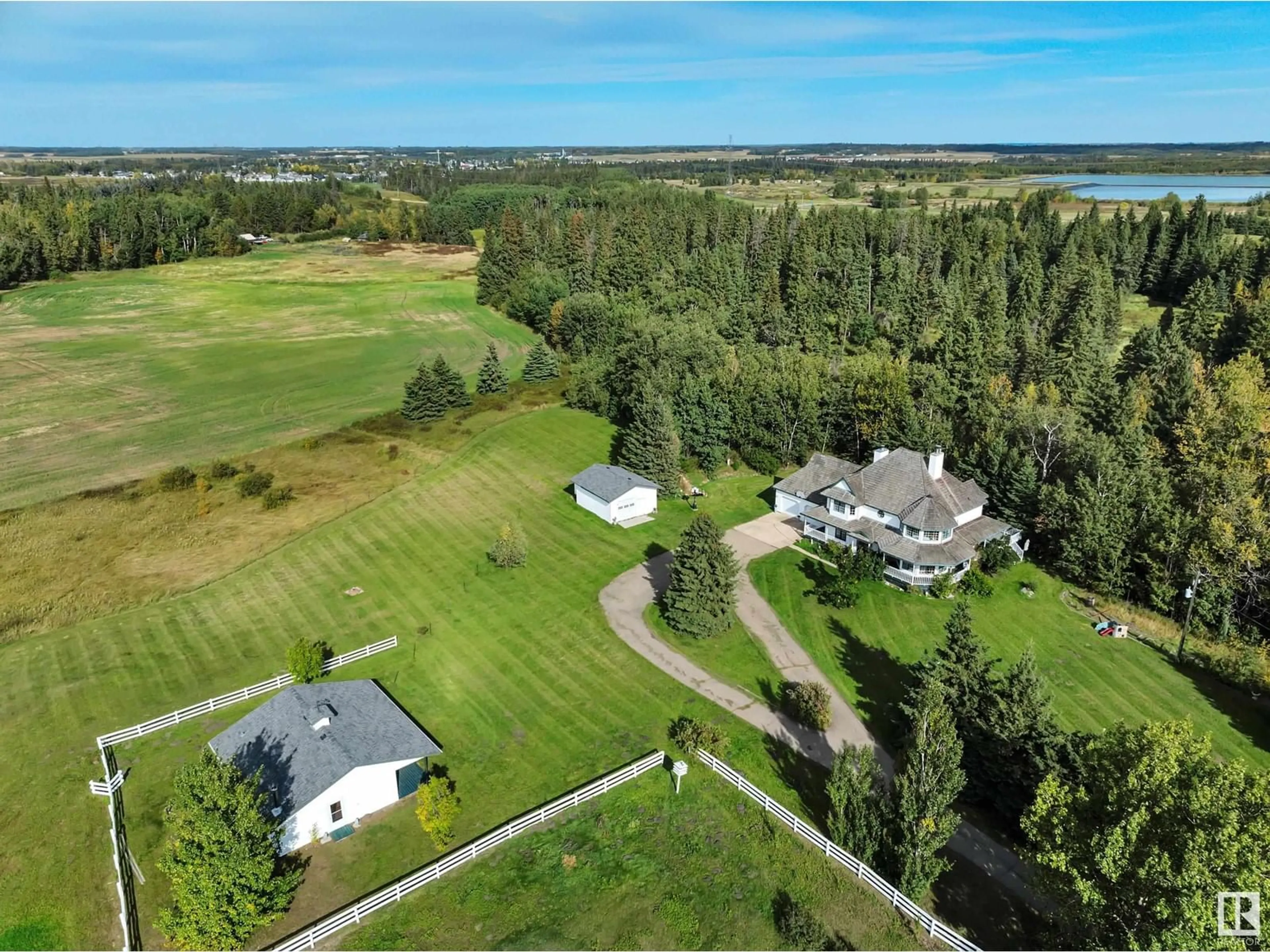 A pic from outside/outdoor area/front of a property/back of a property/a pic from drone, water/lake/river/ocean view for 245008 TWP RD 474, Rural Wetaskiwin County Alberta T0C1Z0