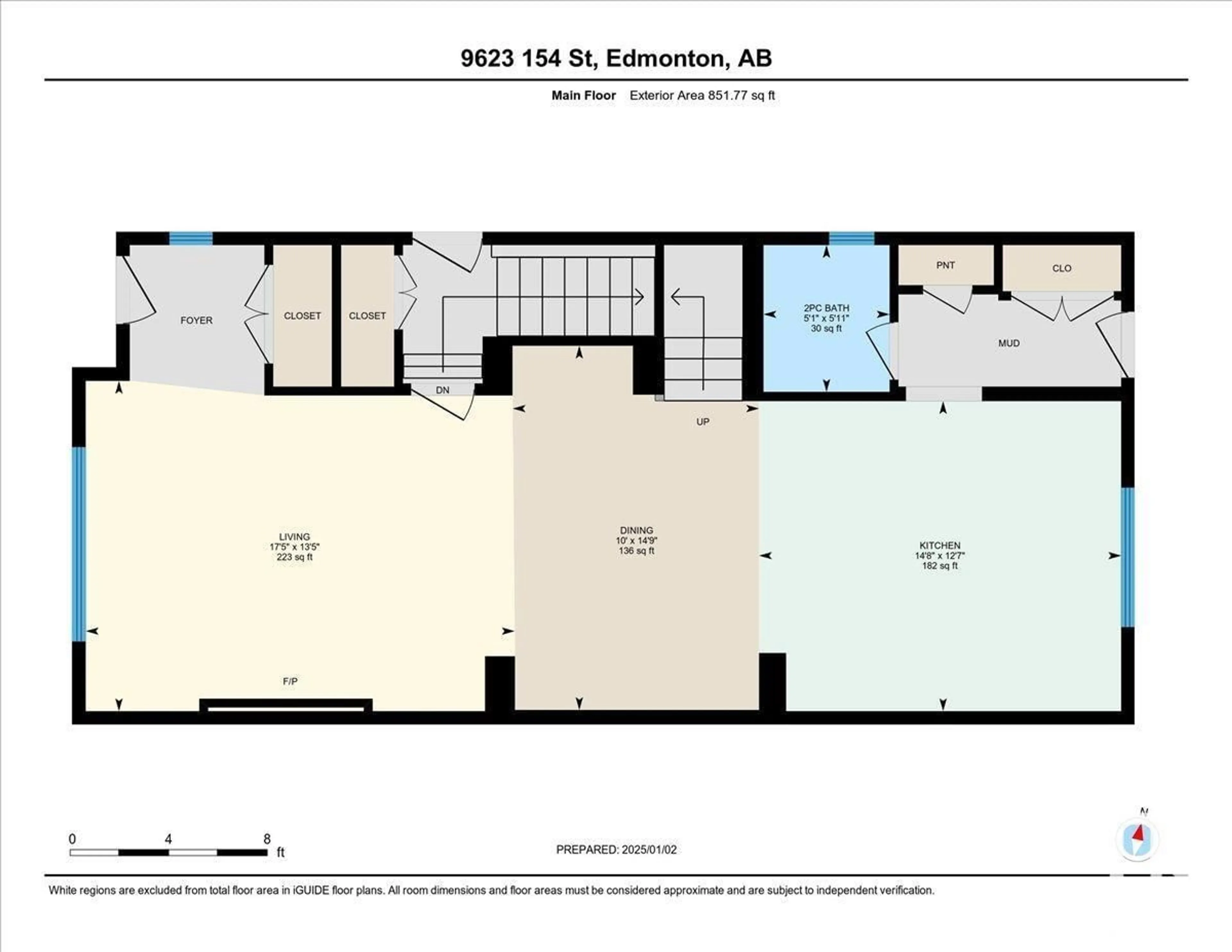 Floor plan for 9623 154 ST NW NW, Edmonton Alberta T5P2G2