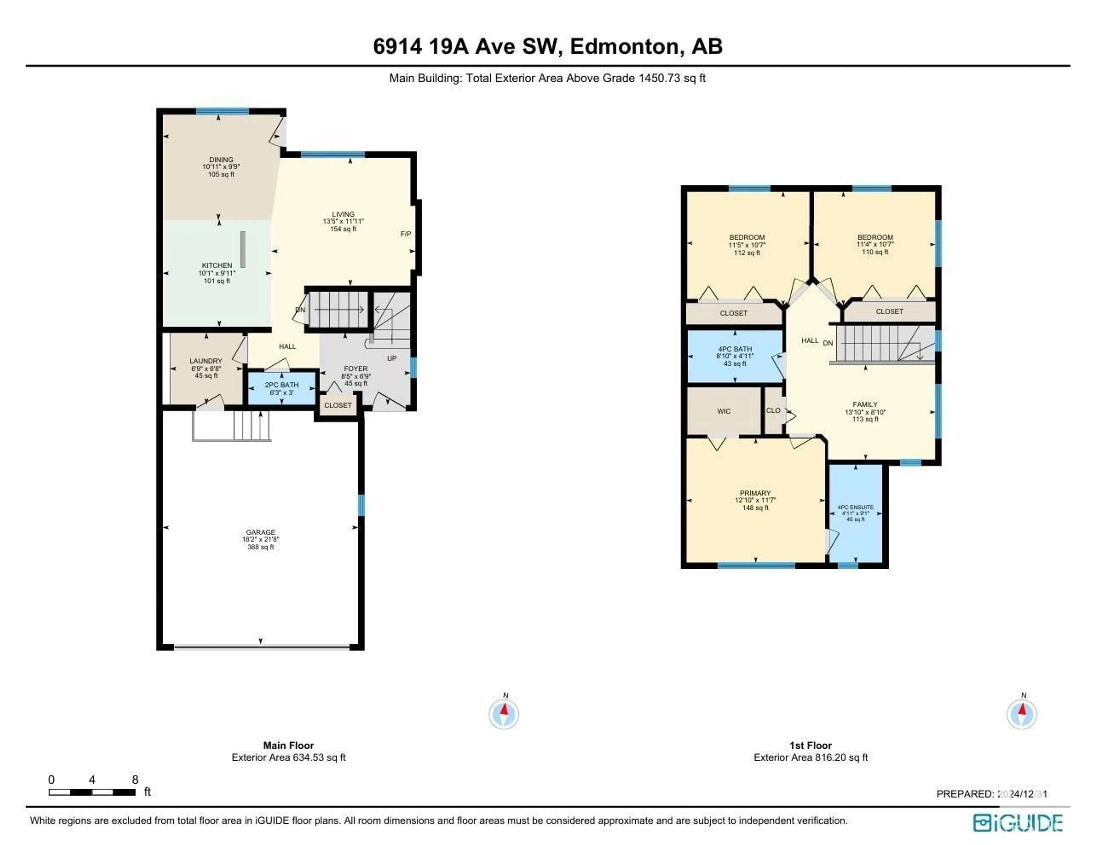 Floor plan for 6914 19A AV SW, Edmonton Alberta T6X0M1