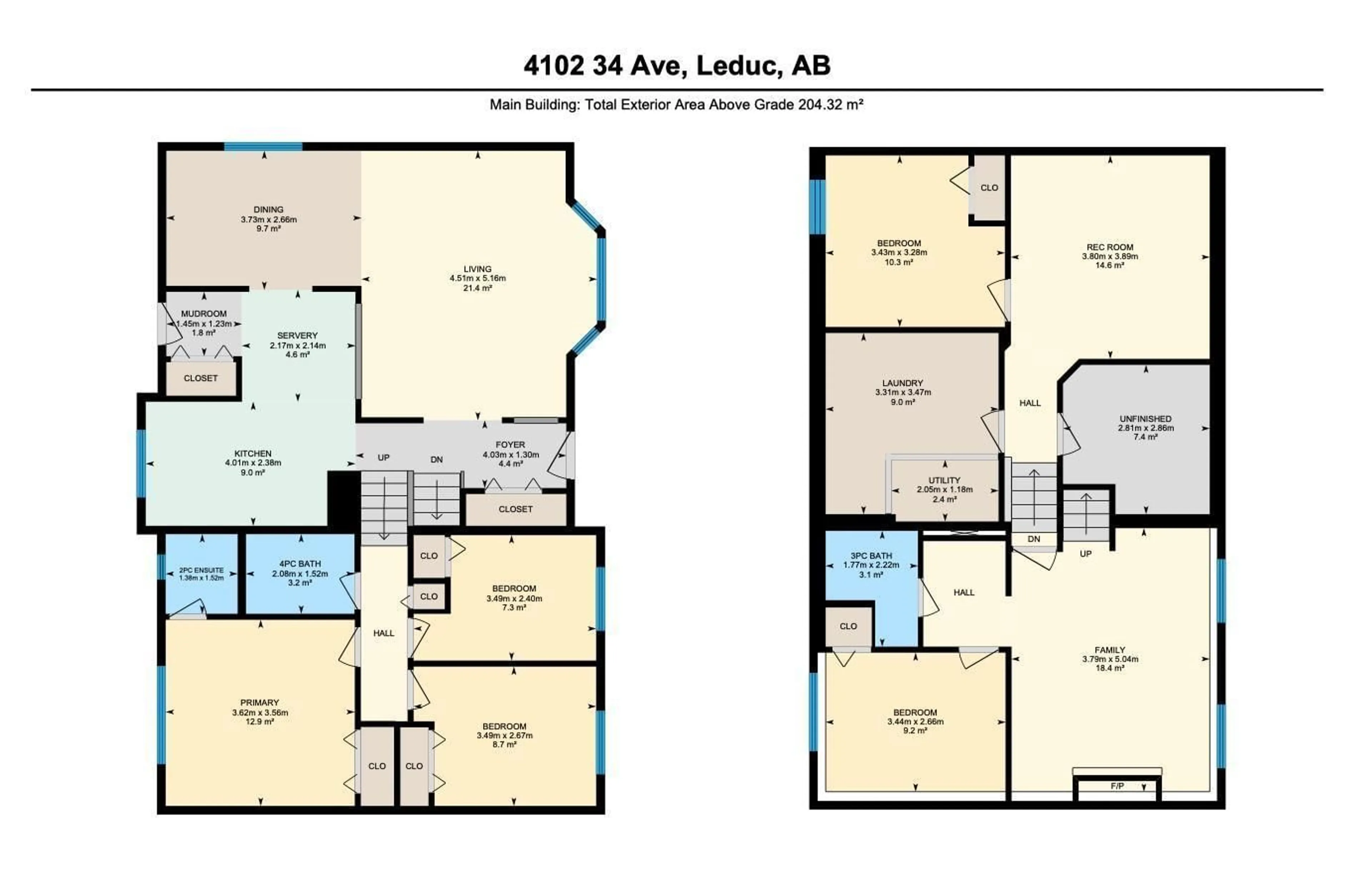 Floor plan for 4102 34 AV, Leduc Alberta T9E6C4