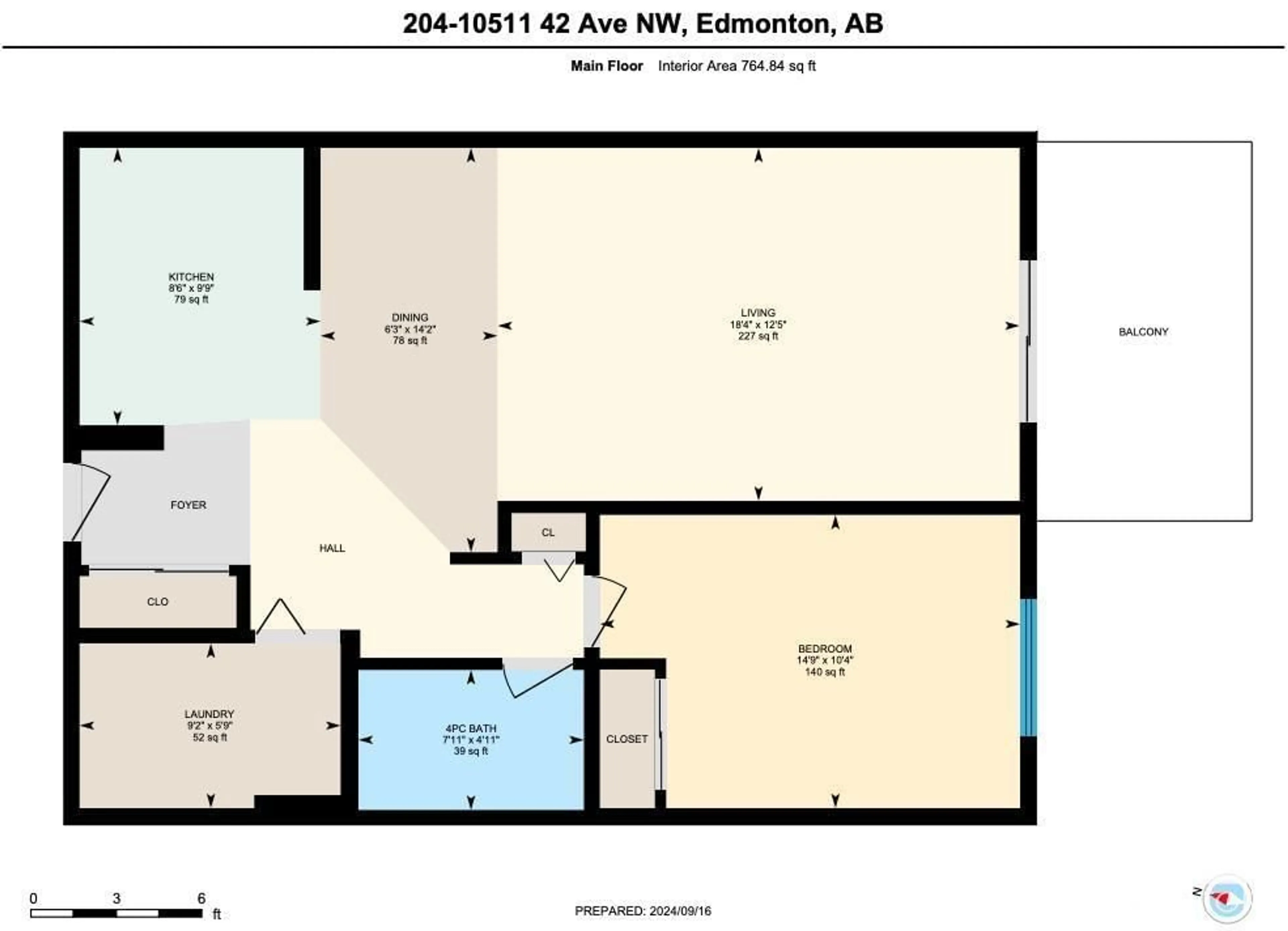 Floor plan for #204 10511 42 AV NW, Edmonton Alberta T6J7G8