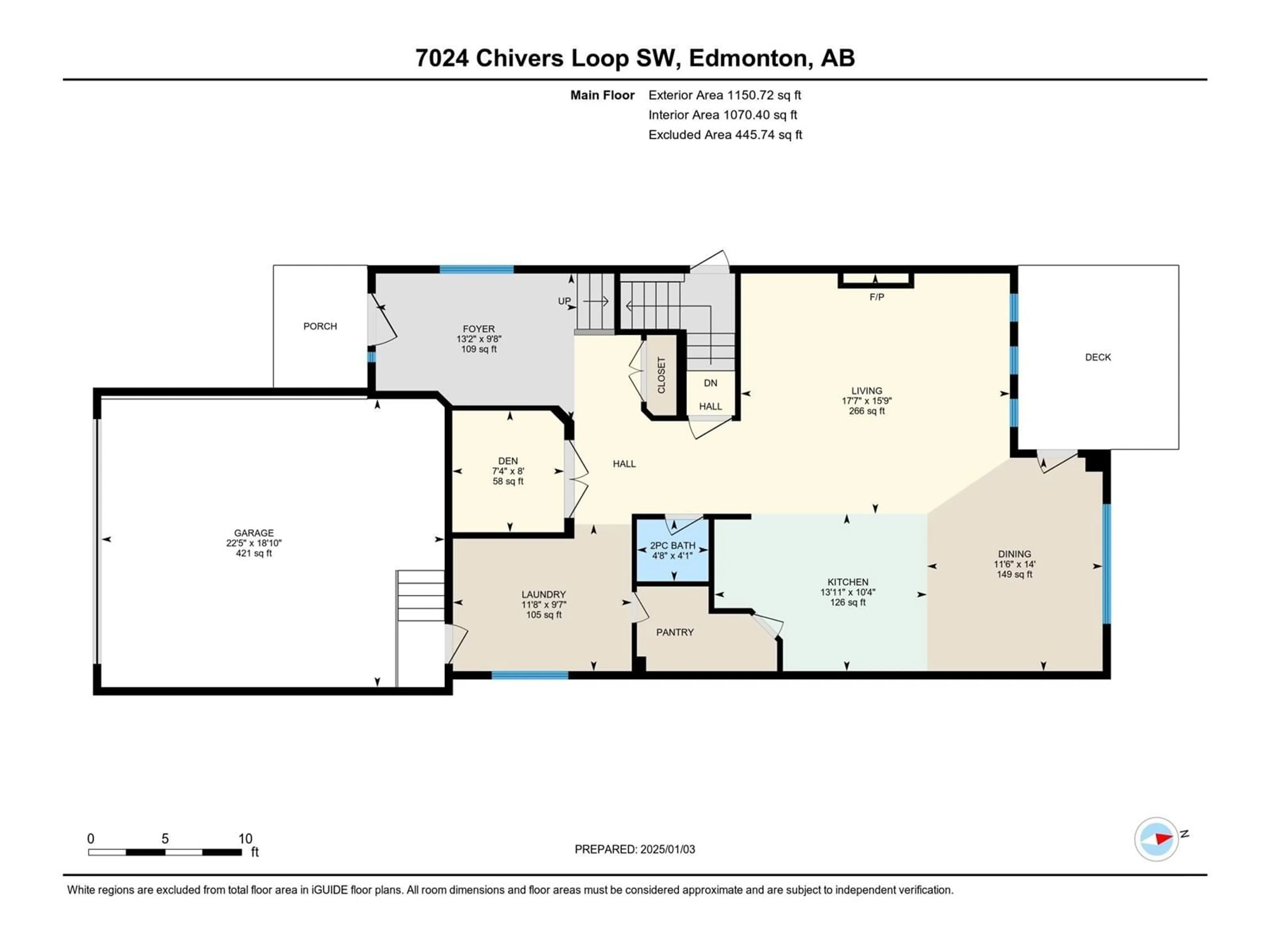 Floor plan for 7024 Chivers LO SW, Edmonton Alberta T6W3Y7