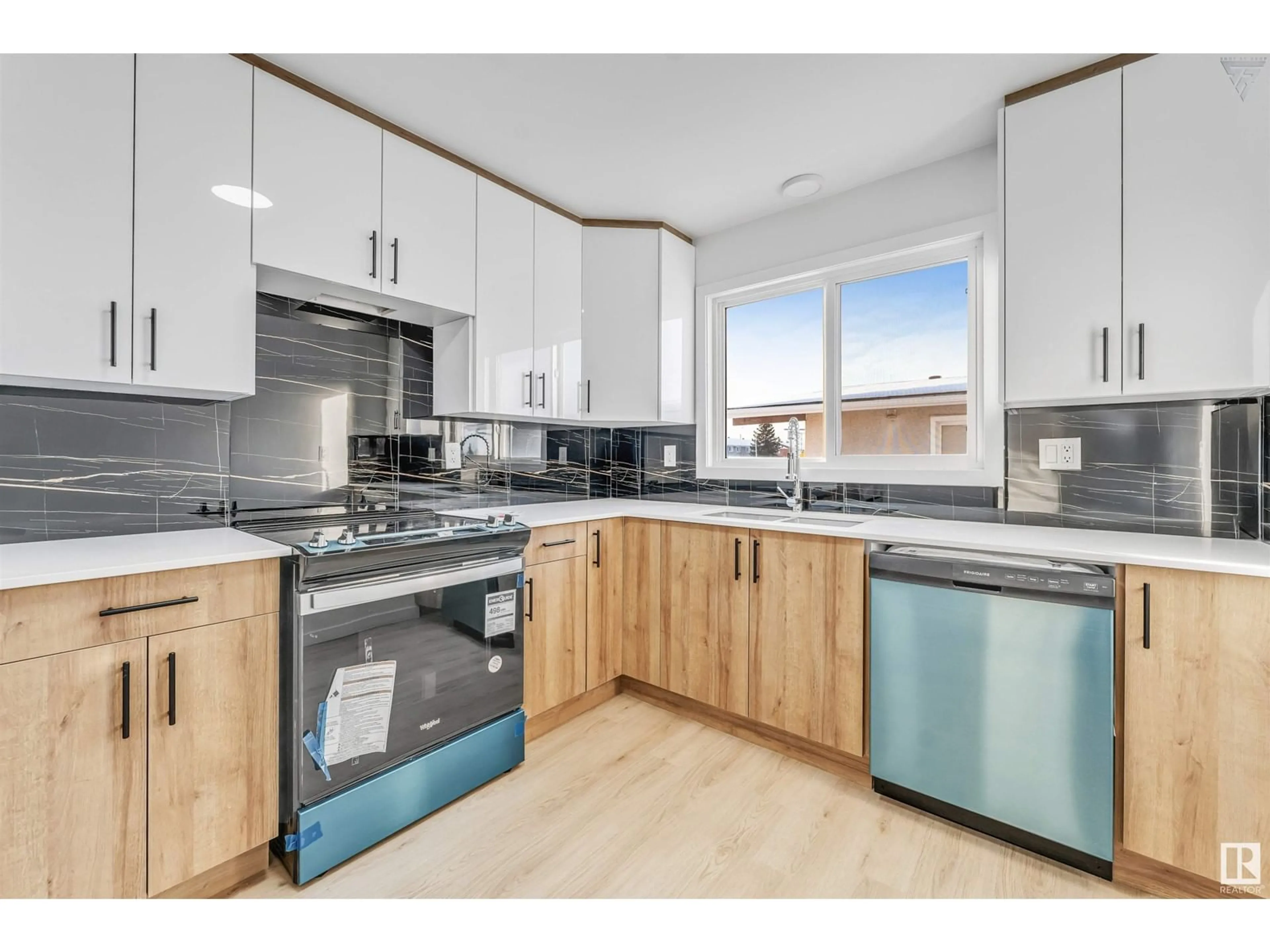 Standard kitchen, wood/laminate floor for 108 MILLBOURNE E NW NW, Edmonton Alberta T6K0K9