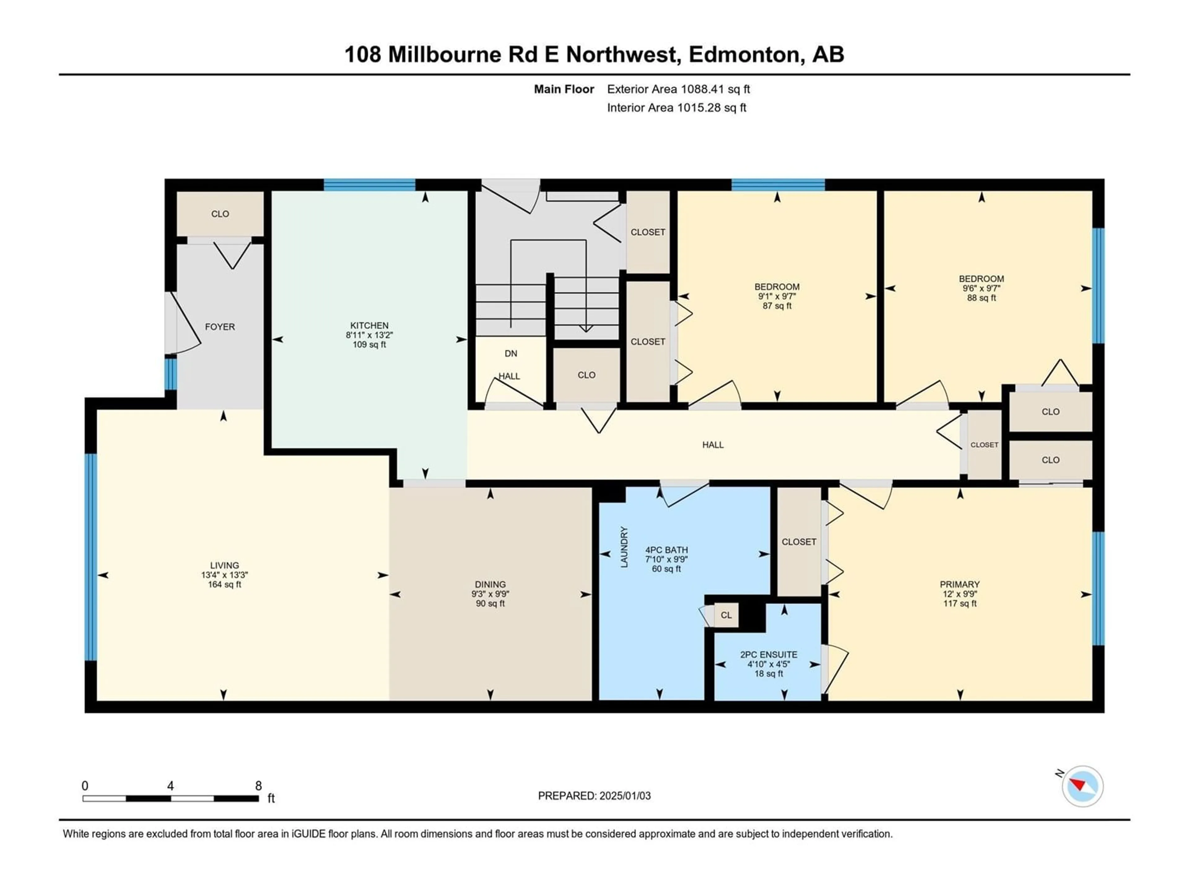 Floor plan for 108 MILLBOURNE E NW NW, Edmonton Alberta T6K0K9