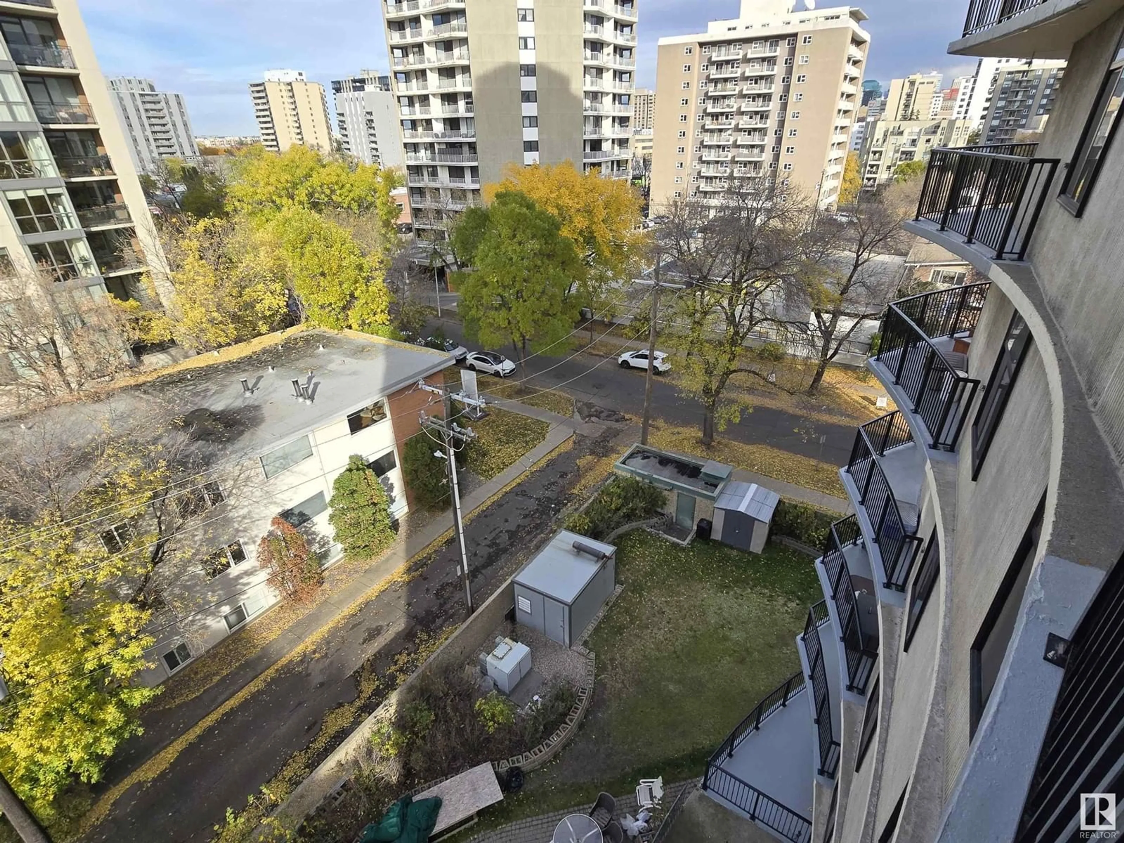 A pic from outside/outdoor area/front of a property/back of a property/a pic from drone, city buildings view from balcony for #704 11710 100 AV NW, Edmonton Alberta T5K2G3