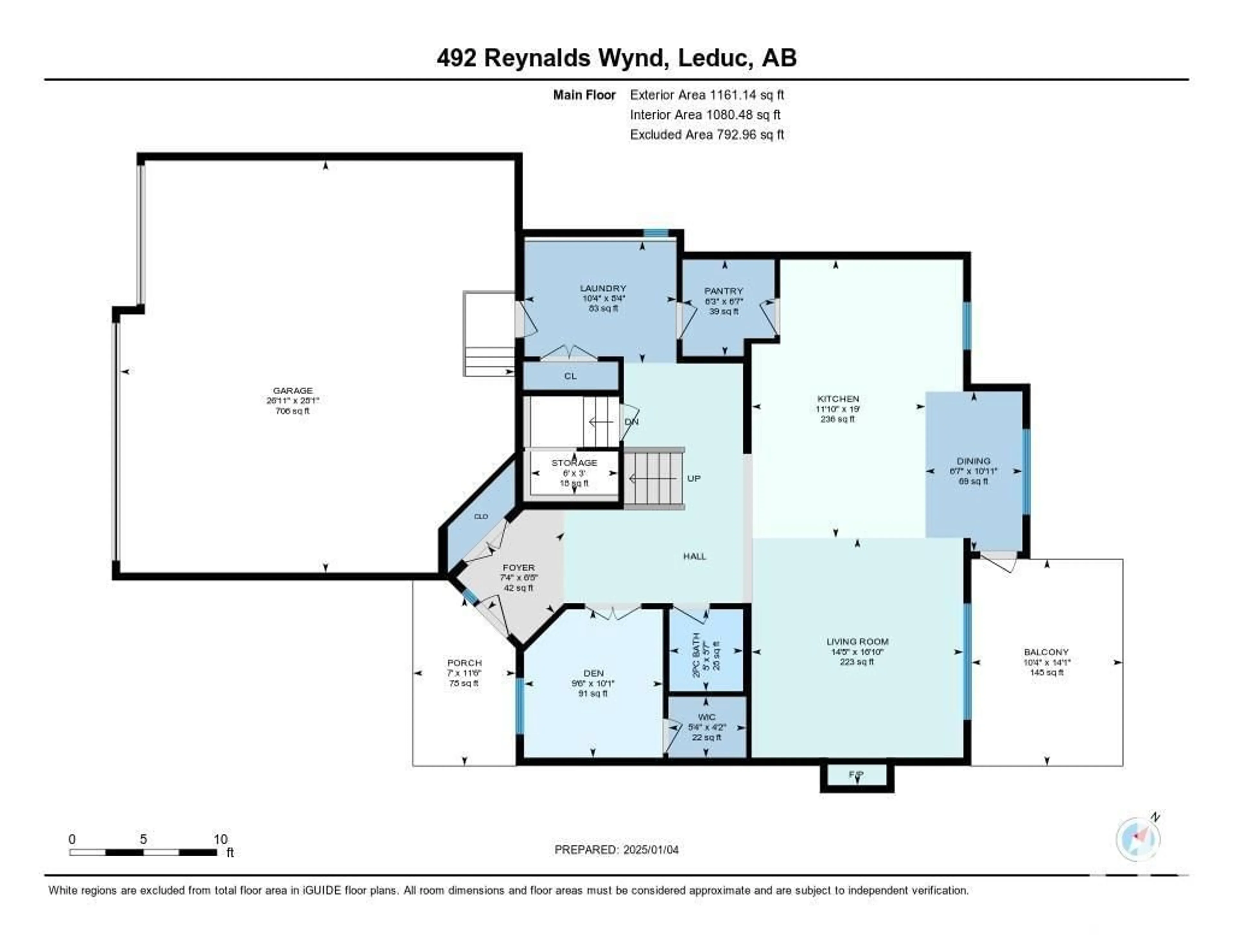 Floor plan for 492 REYNALDS WD, Leduc Alberta T9E0S8