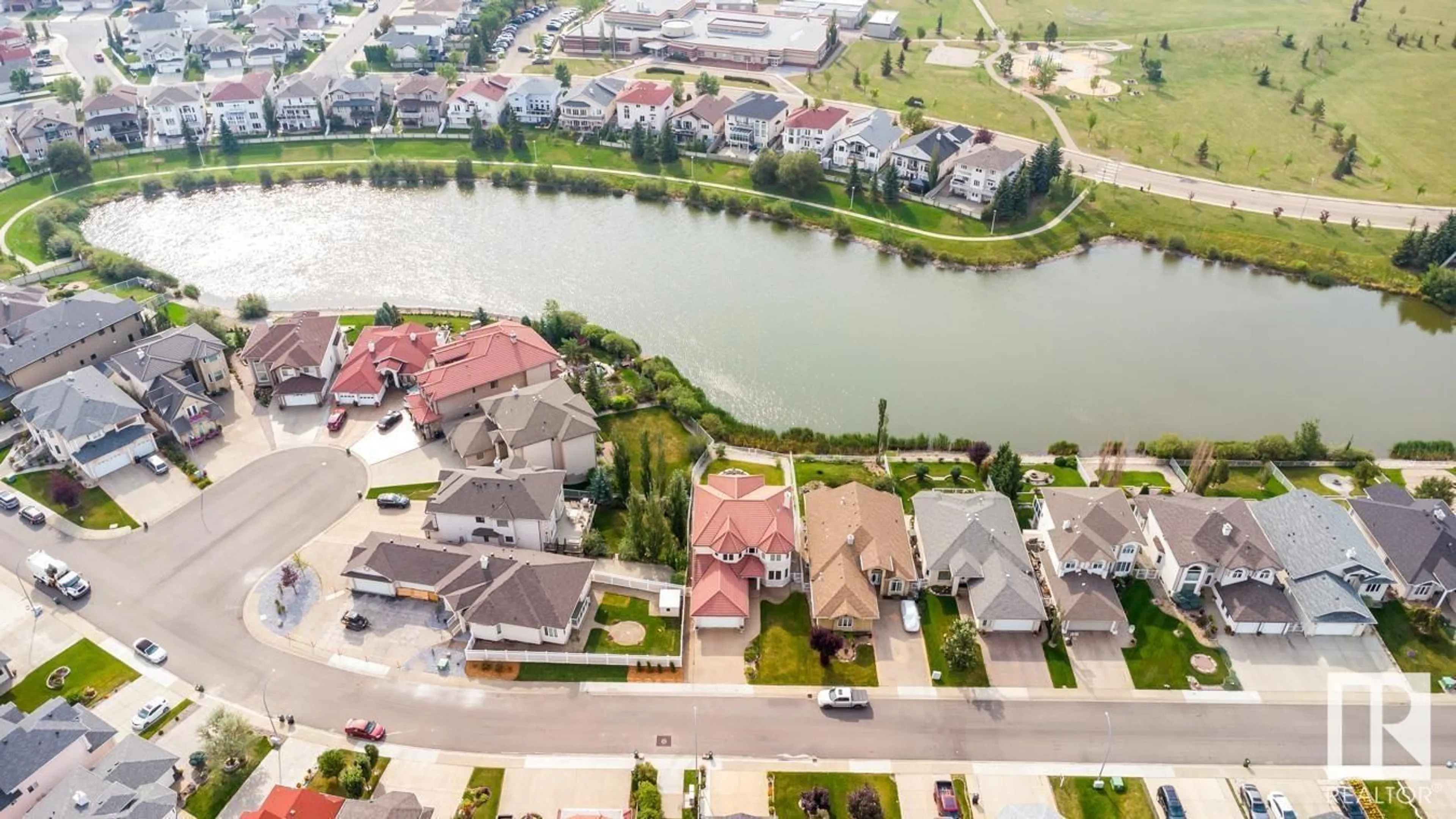 A pic from outside/outdoor area/front of a property/back of a property/a pic from drone, water/lake/river/ocean view for 7507 162 AV NW, Edmonton Alberta T5Z3S7