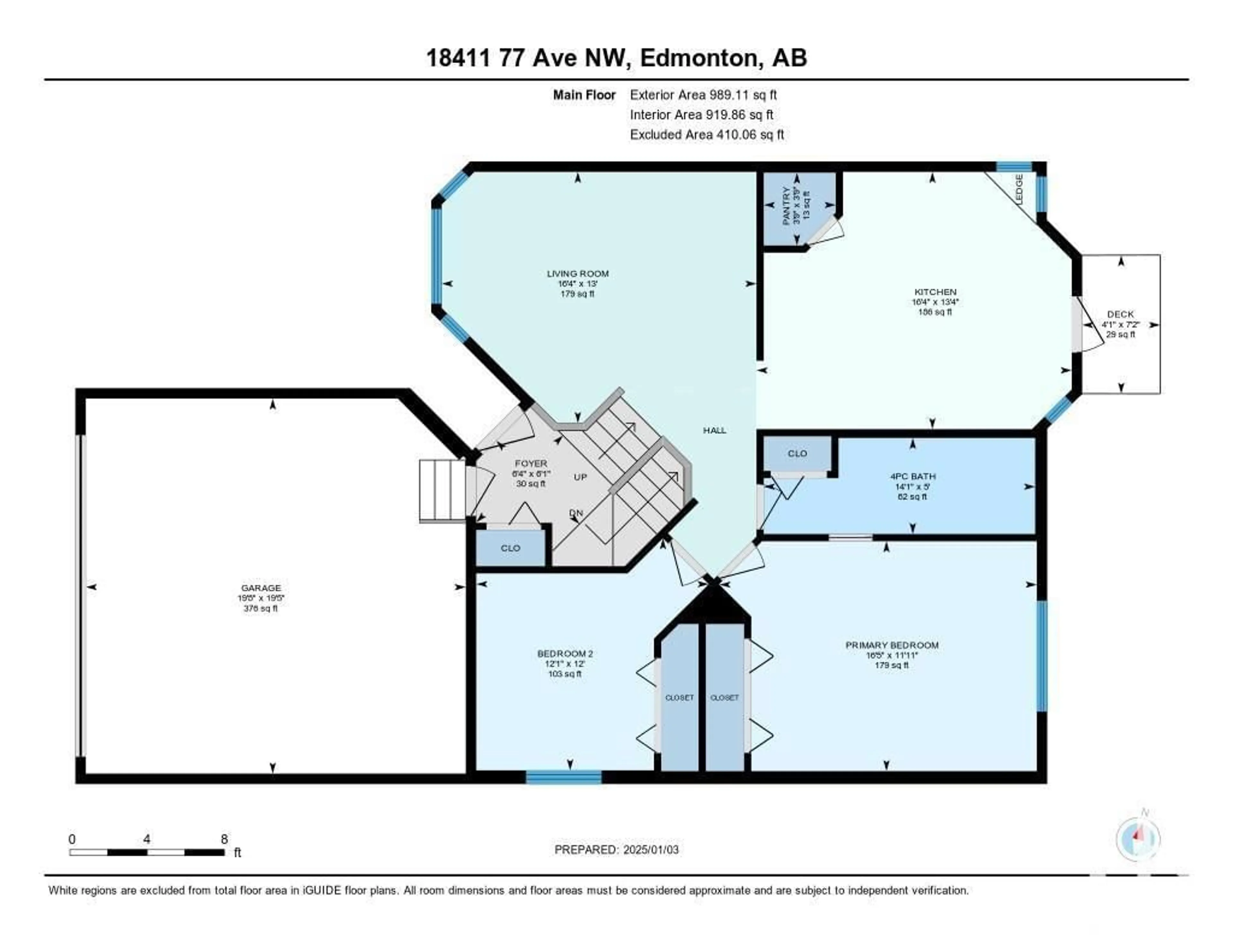 Floor plan for 18411 77 AV NW, Edmonton Alberta T5T6A8