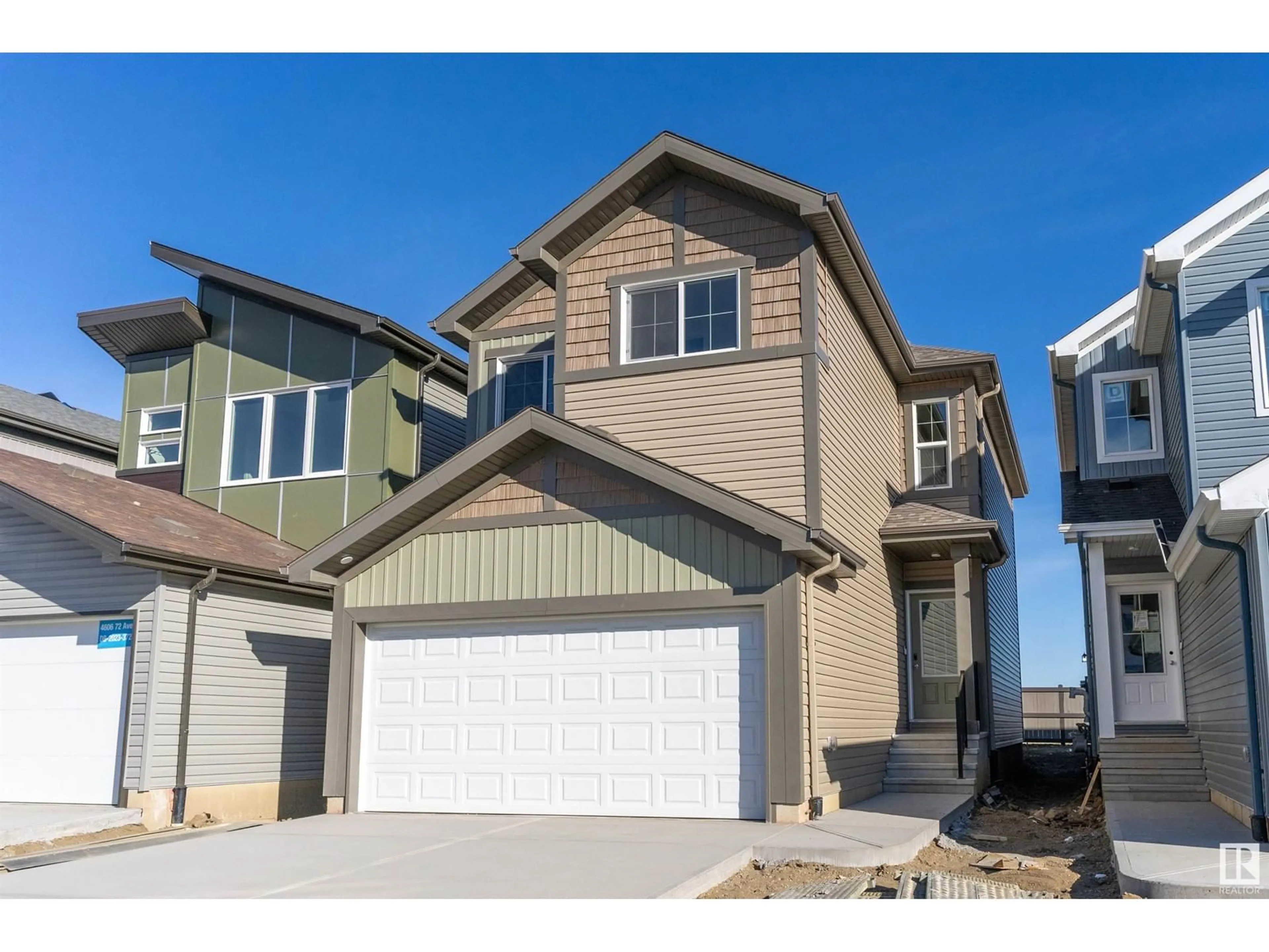 Home with vinyl exterior material, street for 4604 72 AV, Beaumont Alberta T4X3B1