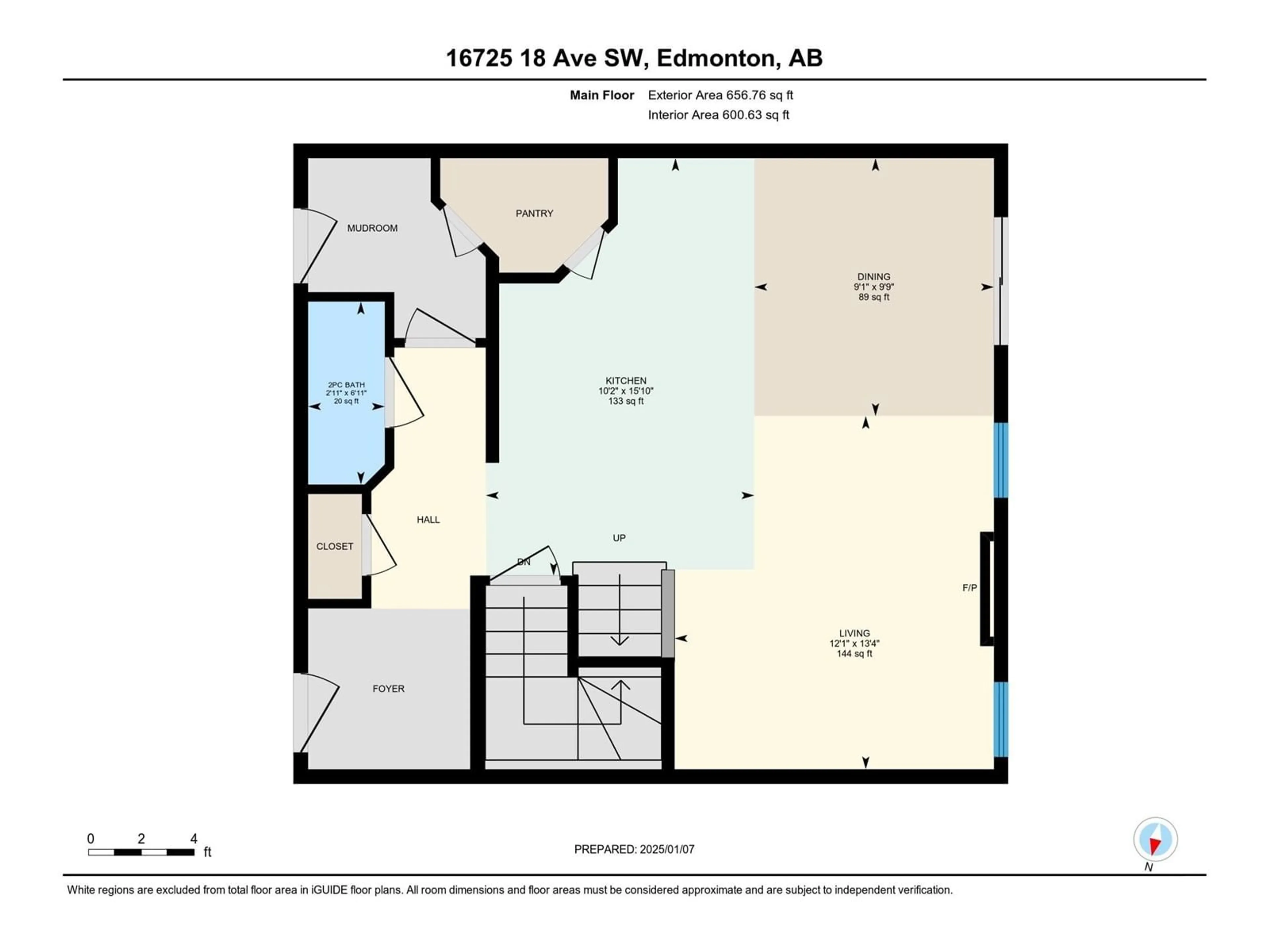 Floor plan for 16725 18 AV SW, Edmonton Alberta T6W3R7