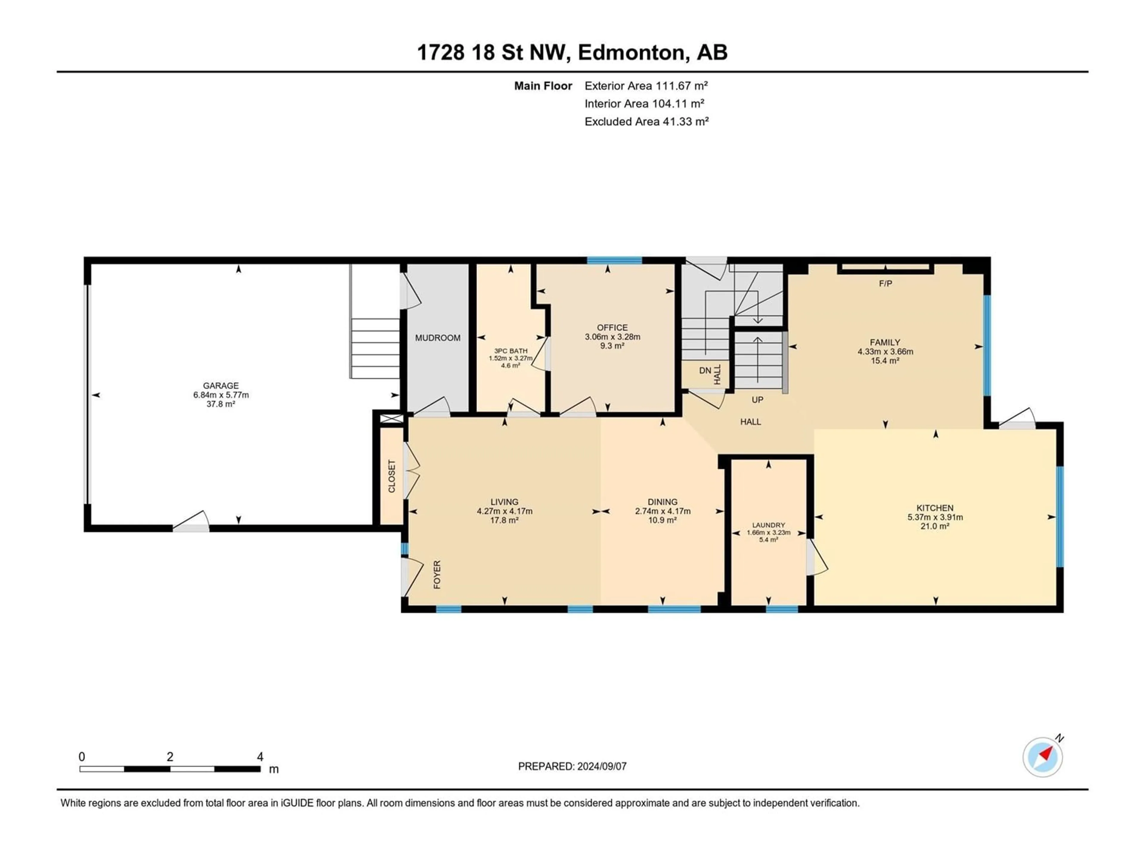 Floor plan for 1728 18 ST NW, Edmonton Alberta T6T1J1