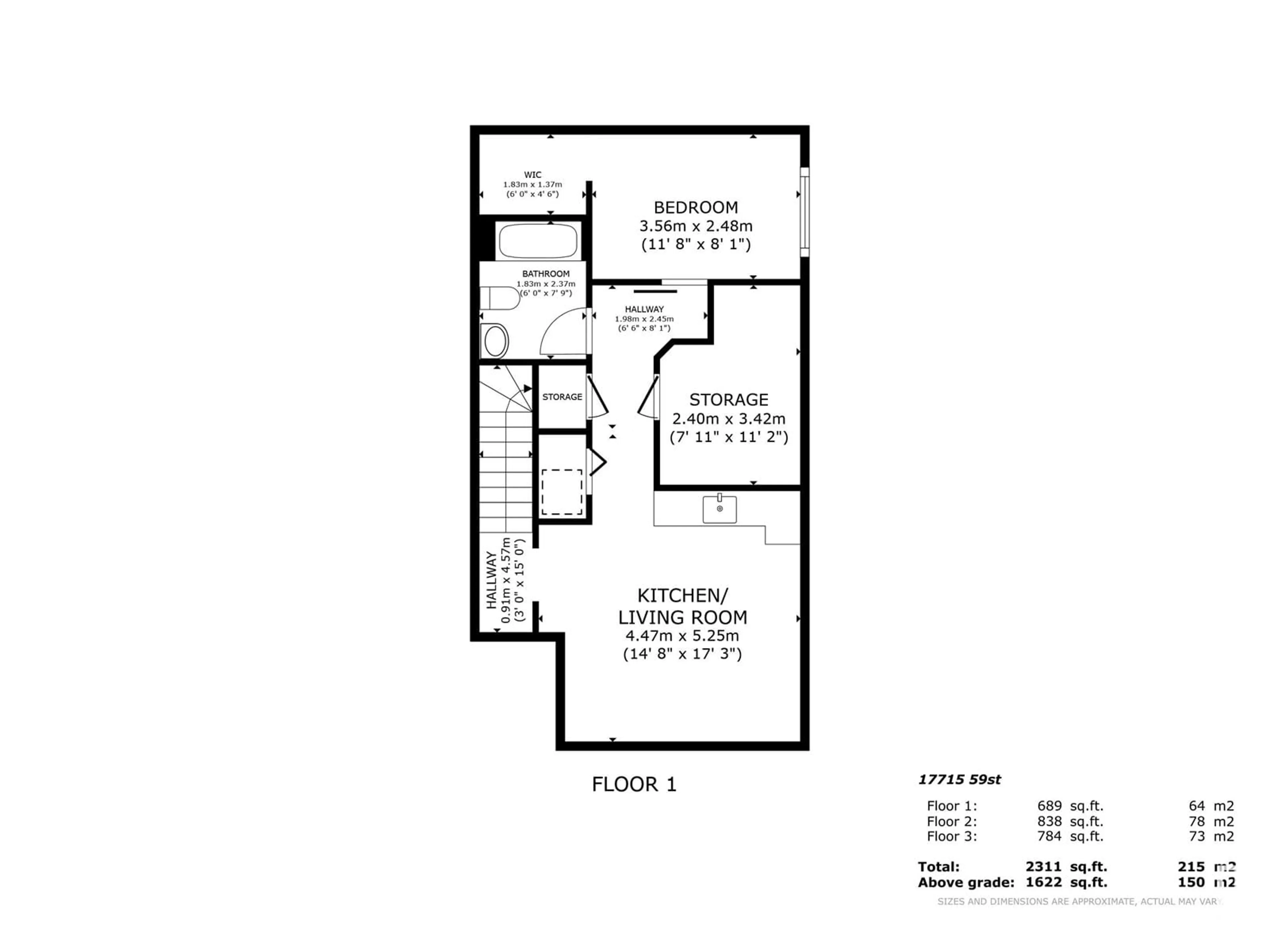 Floor plan for 17715 59 ST NW, Edmonton Alberta T5Y0W8