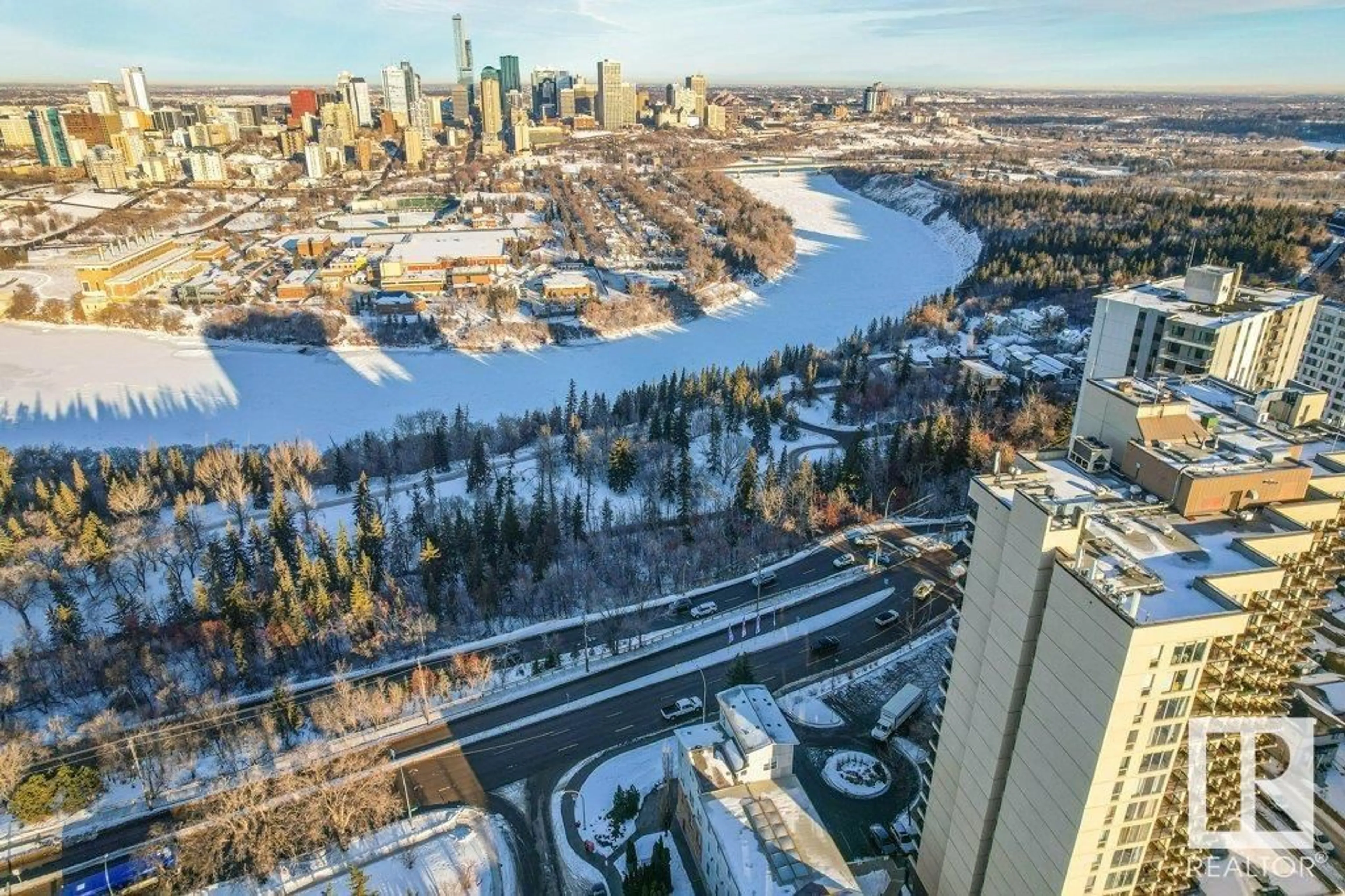 A pic from outside/outdoor area/front of a property/back of a property/a pic from drone, city buildings view from balcony for #1805 10149 SASKATCHEWAN DR NW, Edmonton Alberta T6E6B6