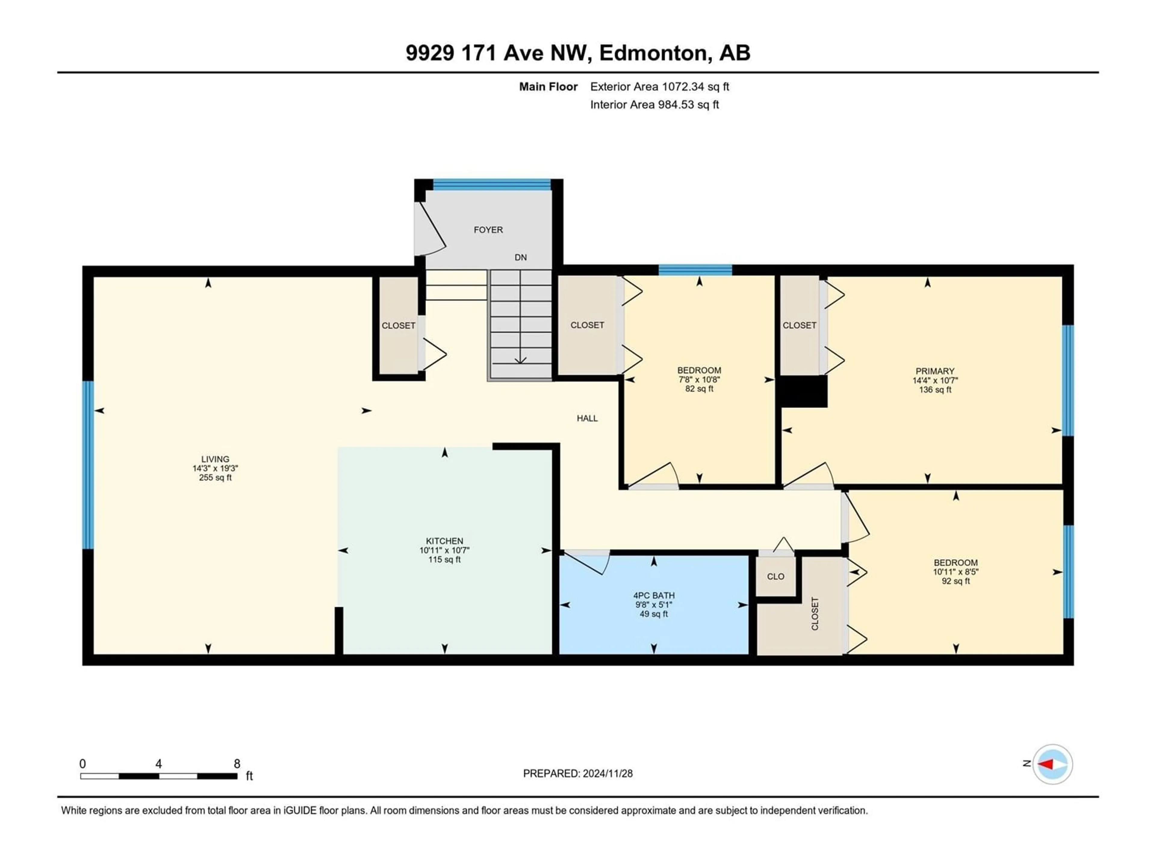 Floor plan for 9929 171 AV NW, Edmonton Alberta T5X4X2