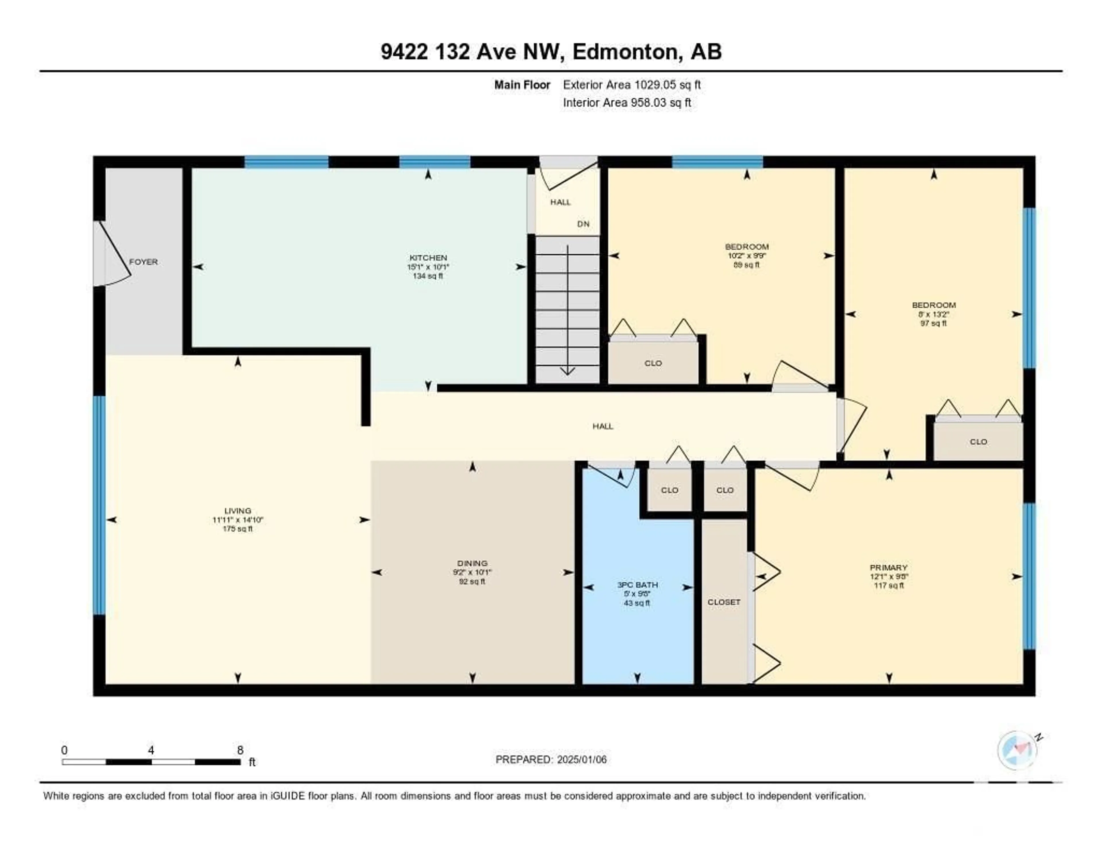 Floor plan for 9422 132 AV NW, Edmonton Alberta T5E0Y3