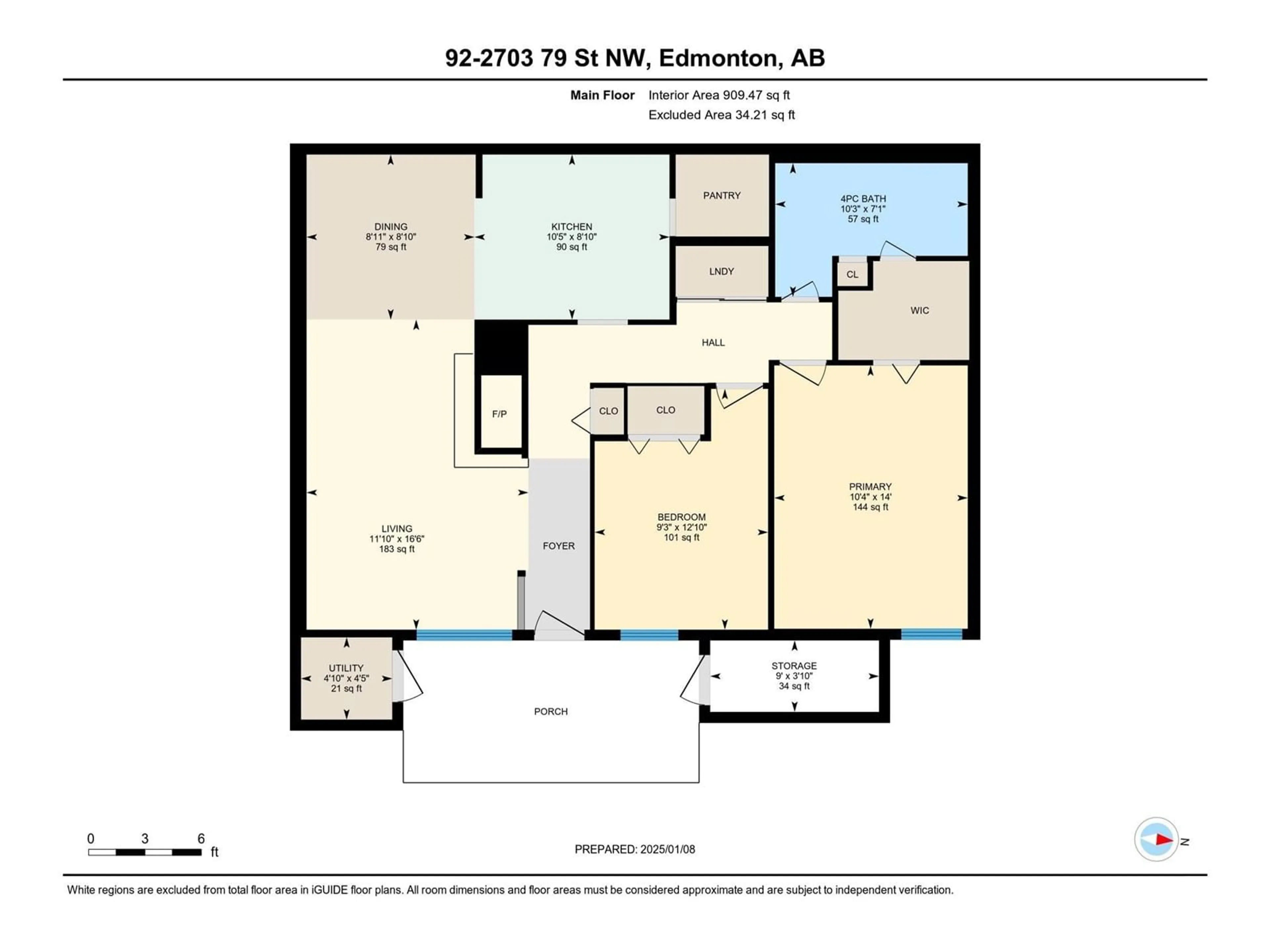 Floor plan for #92 2703 79 ST NW, Edmonton Alberta T6K3Z6