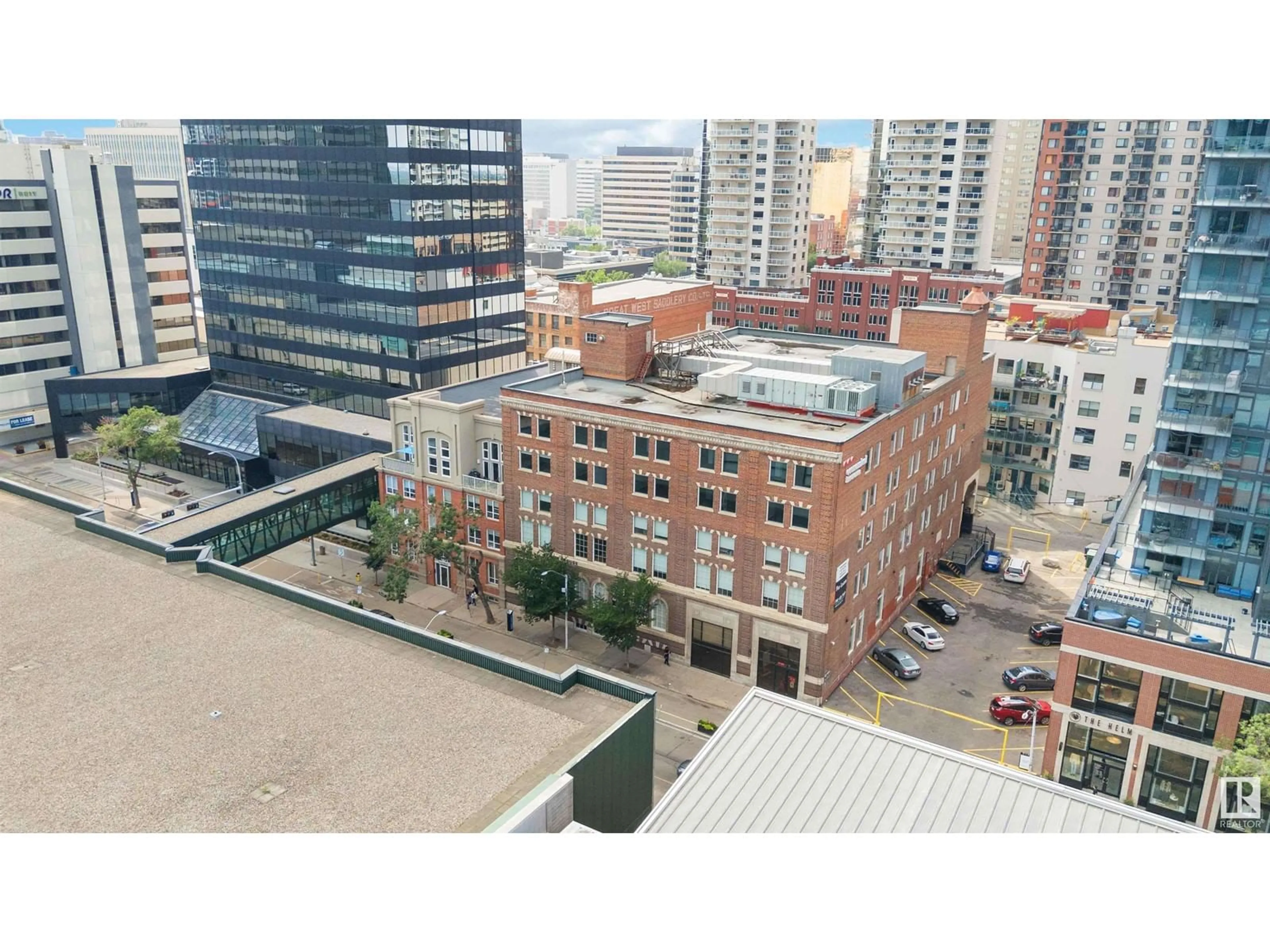 A pic from outside/outdoor area/front of a property/back of a property/a pic from drone, city buildings view from balcony for #201 10154 103 ST NW, Edmonton Alberta T5J0X7