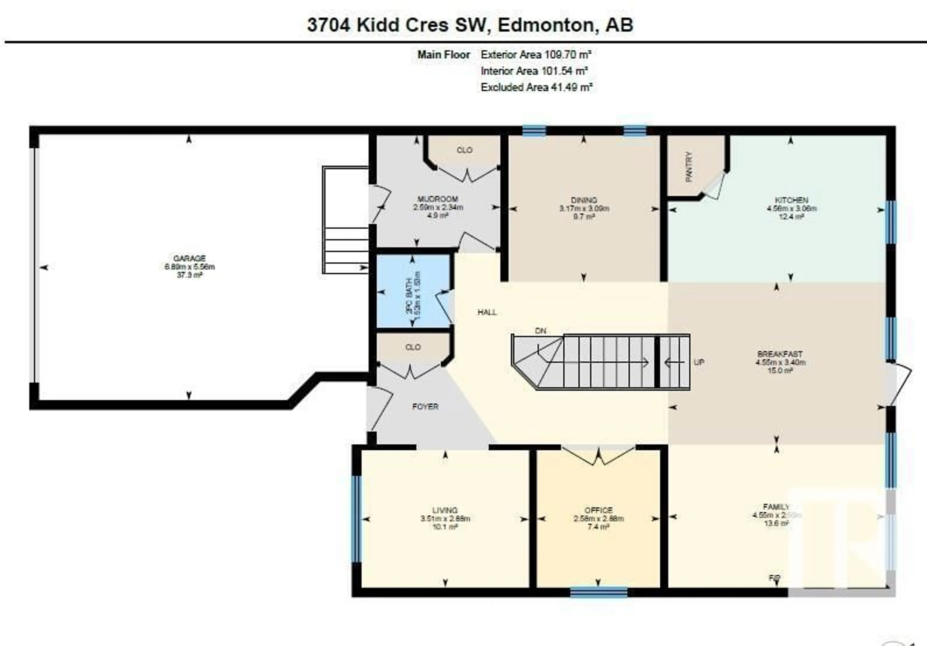 Floor plan for 3704 KIDD CR SW, Edmonton Alberta T6W2R2