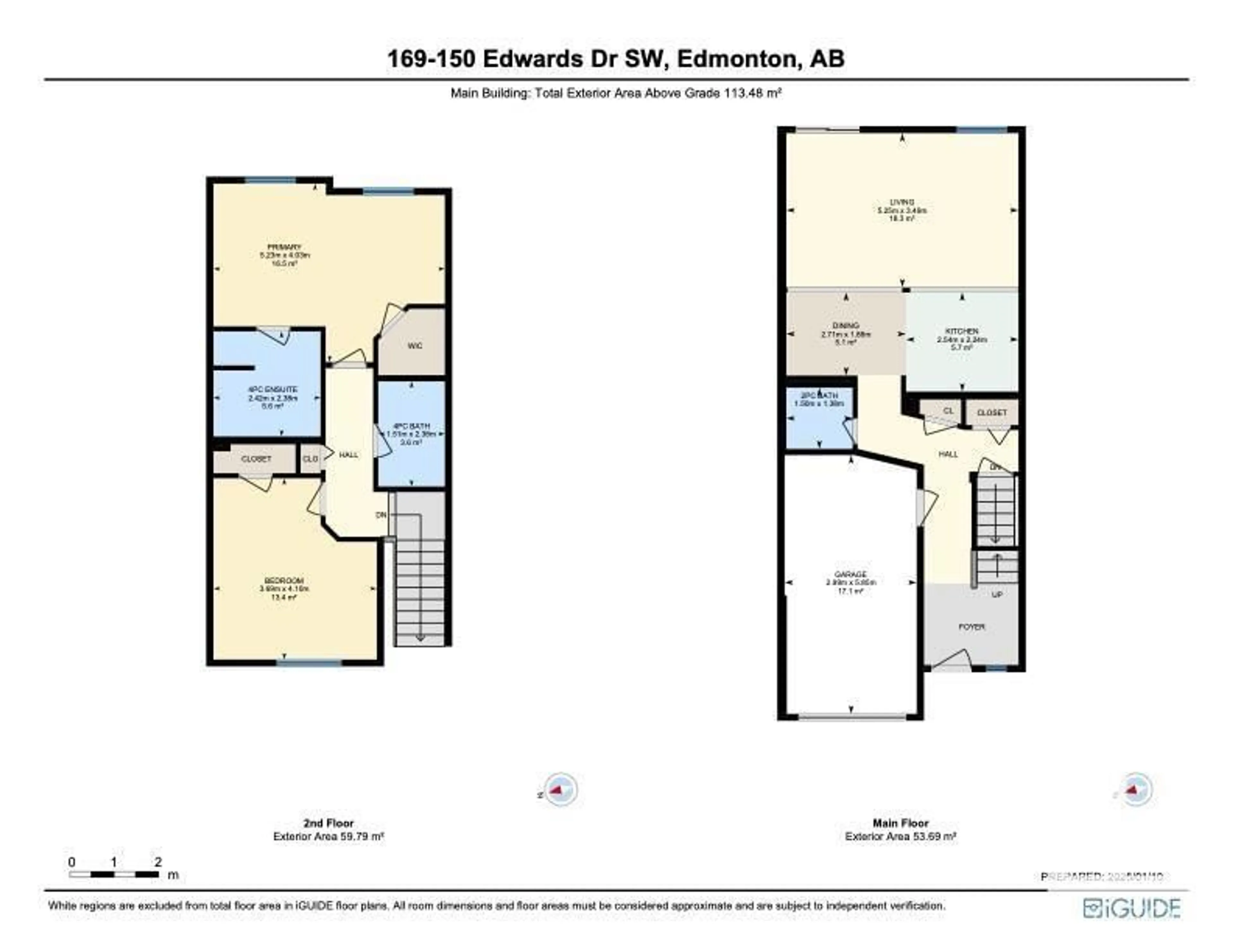 Floor plan for #169 150 EDWARDS DR SW, Edmonton Alberta T6X1M4