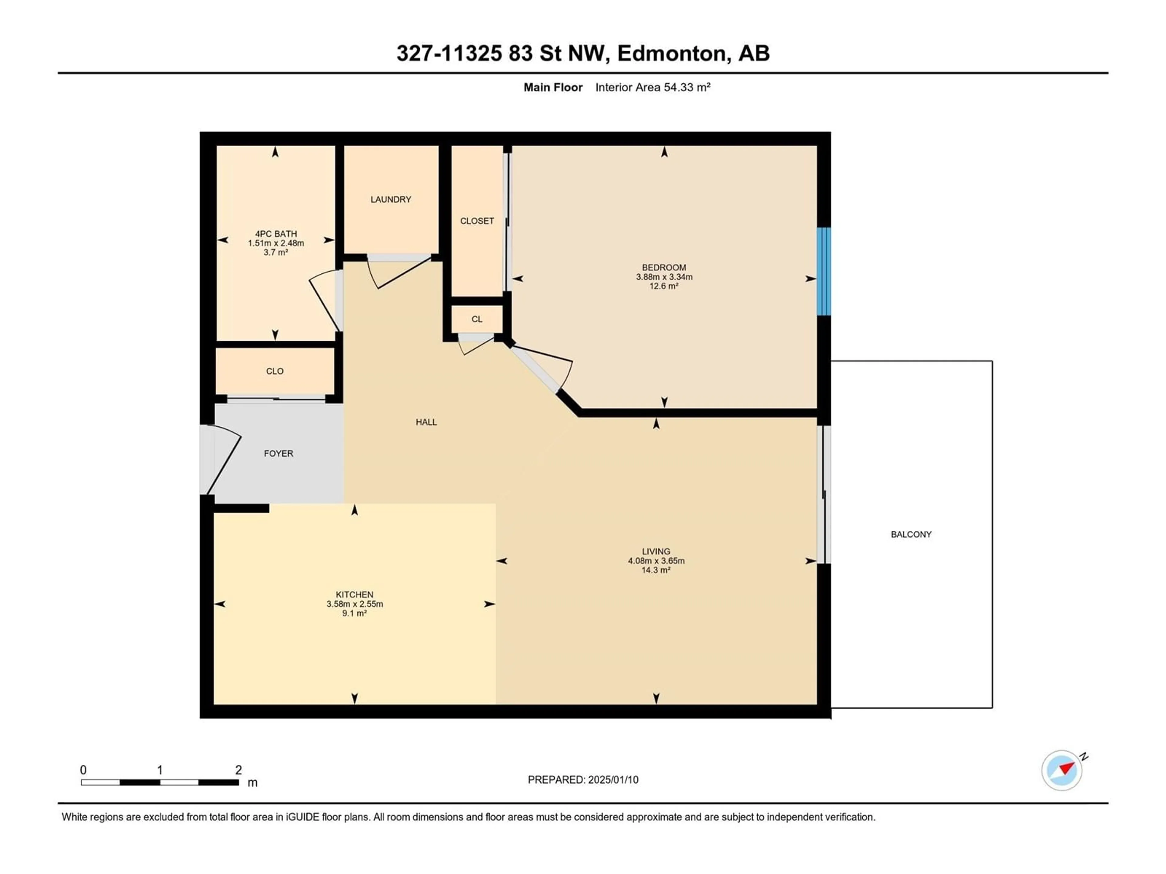 Floor plan for #327 11325 83 ST NW, Edmonton Alberta T5B4W5