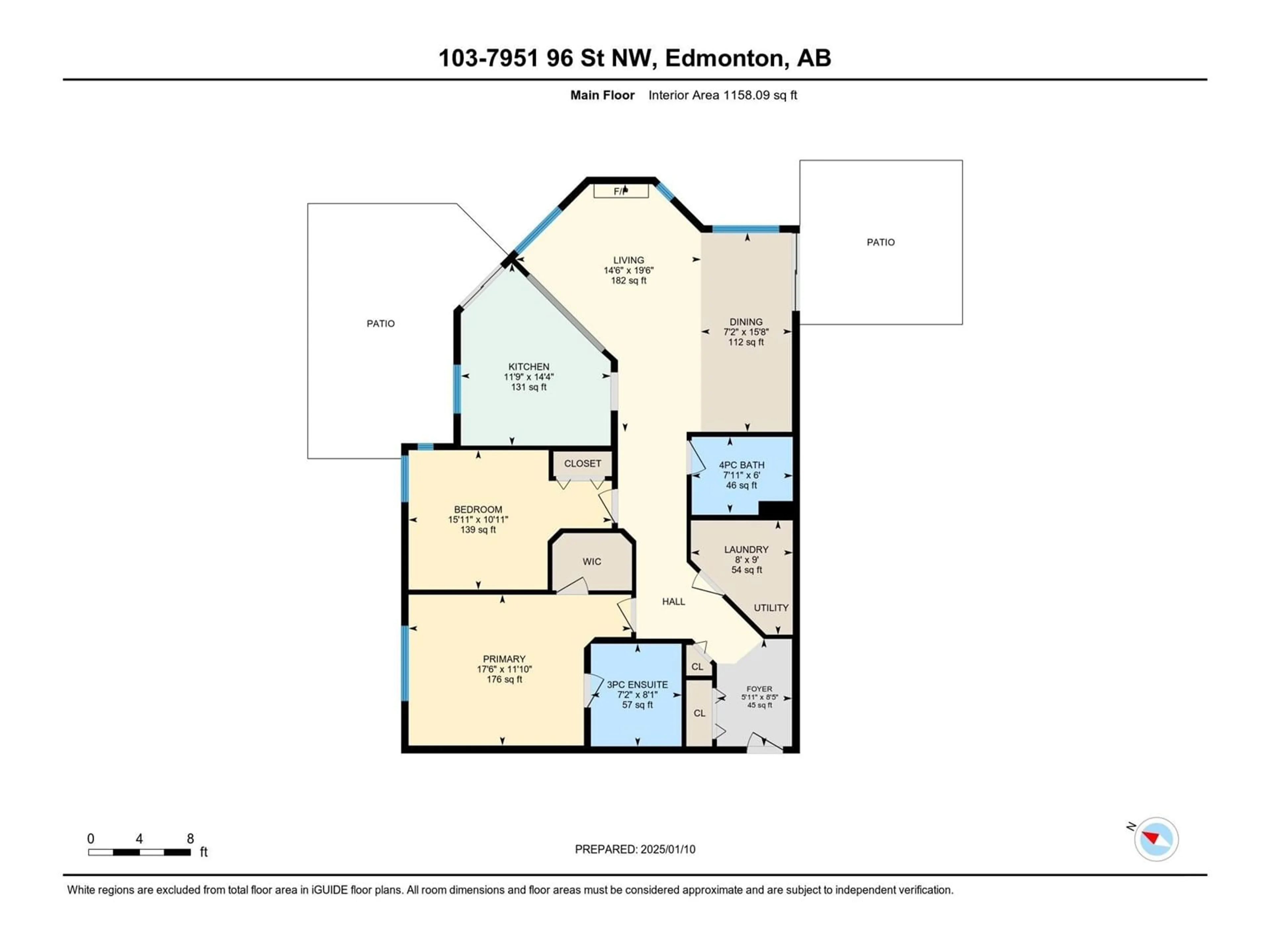 Floor plan for #103 7951 96 ST NW, Edmonton Alberta T6C4R1