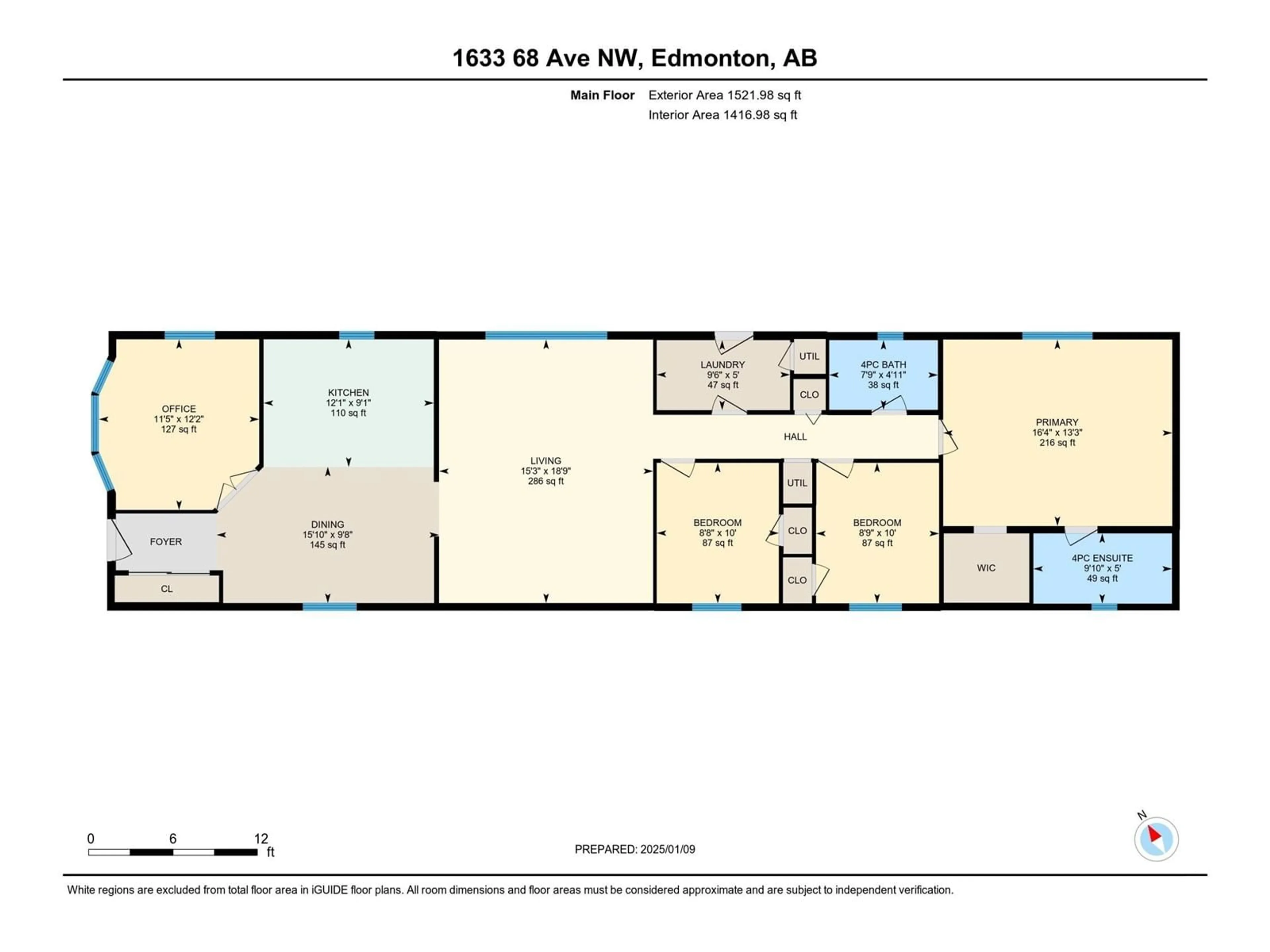 Floor plan for 1633 68 Ave NW SE, Edmonton Alberta T6P0A5