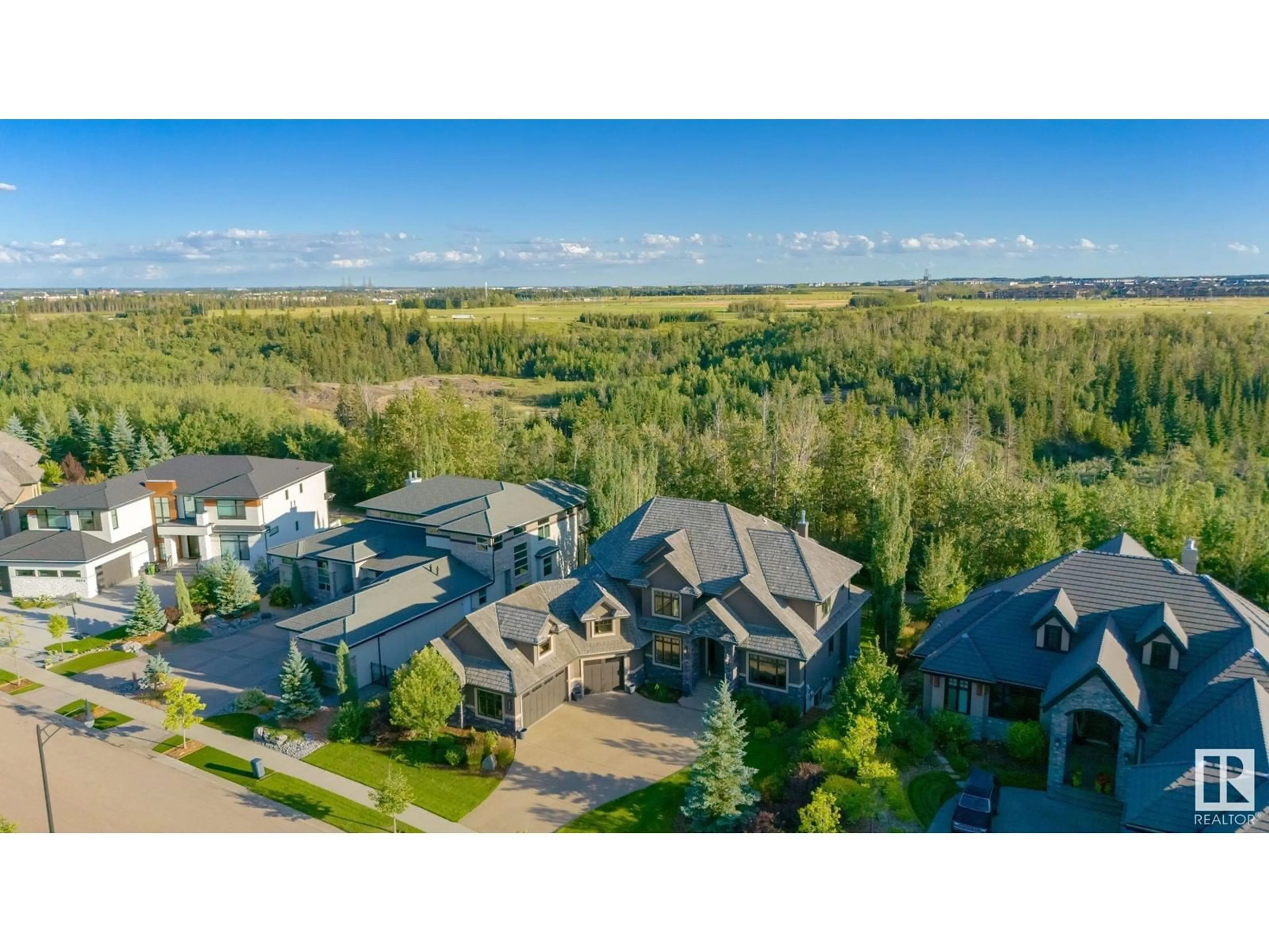 A pic from outside/outdoor area/front of a property/back of a property/a pic from drone, mountain view for 4820 MACTAGGART CT NW, Edmonton Alberta T6R0J7