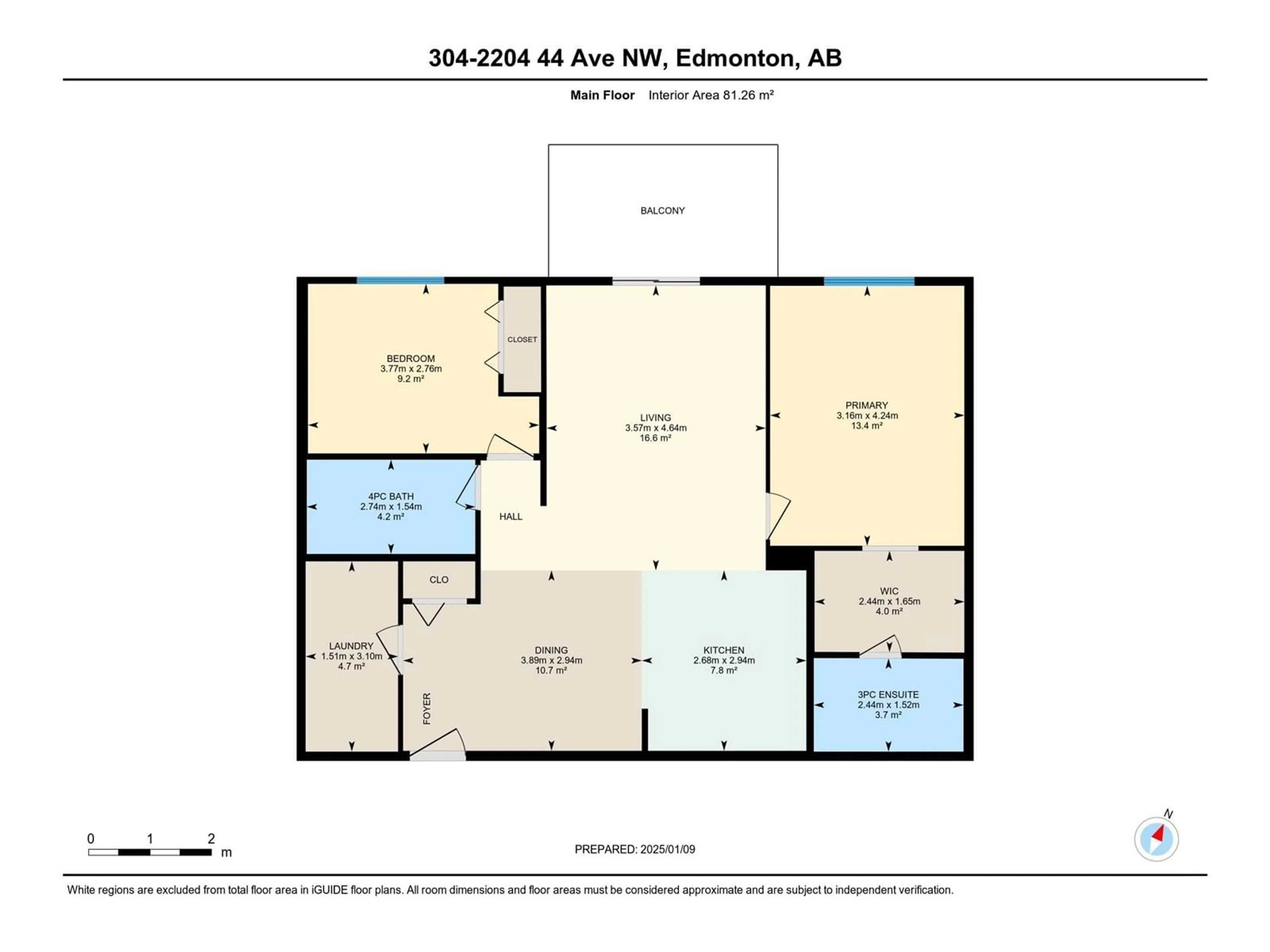 Floor plan for #304 2204 44 AV NW, Edmonton Alberta T6T0G5