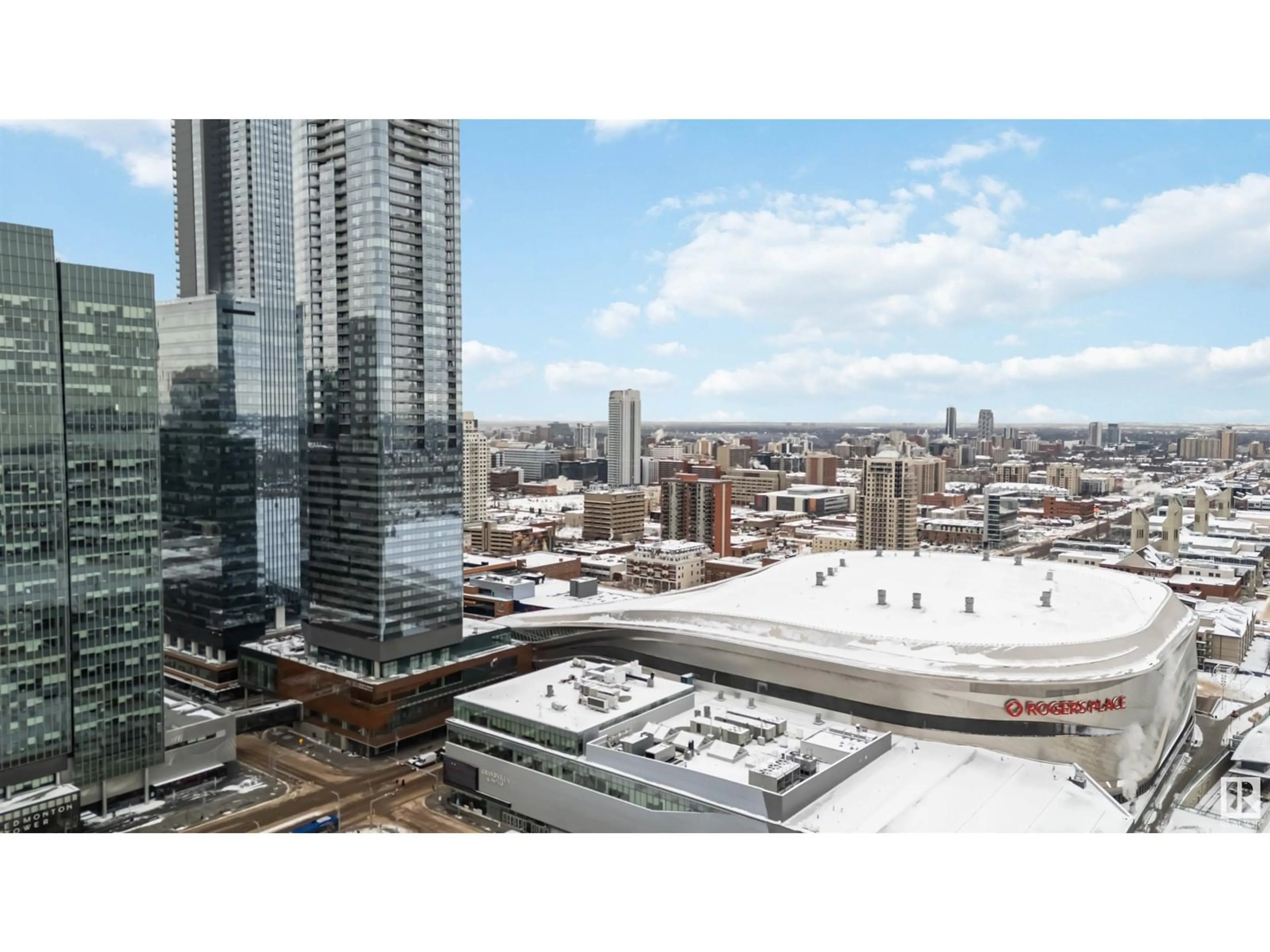 A pic from outside/outdoor area/front of a property/back of a property/a pic from drone, city buildings view from balcony for 10360 NW - 2501 102 ST, Edmonton Alberta T5J0K6