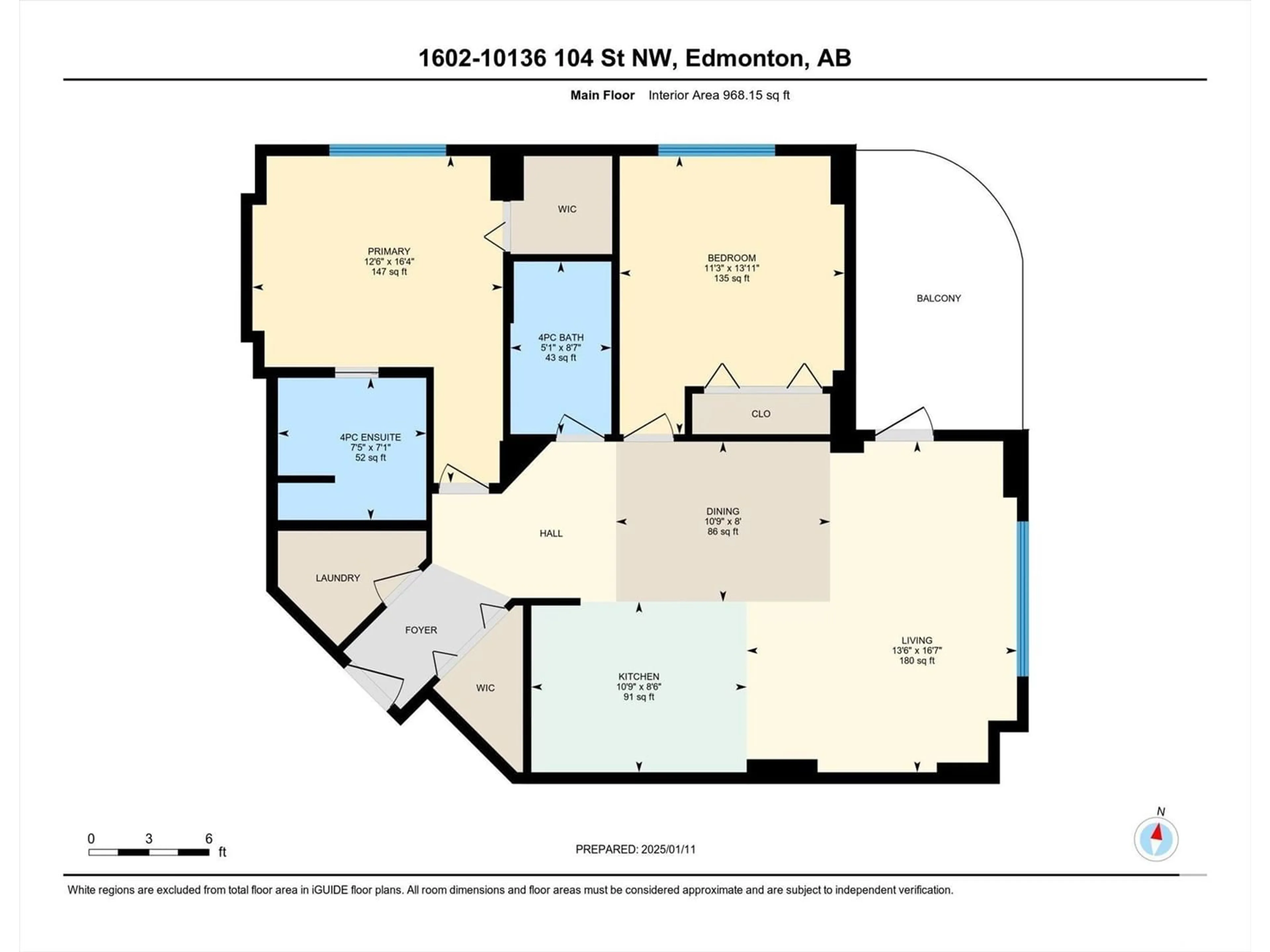 Floor plan for #1602 10136 104 ST NW, Edmonton Alberta T5J0B5