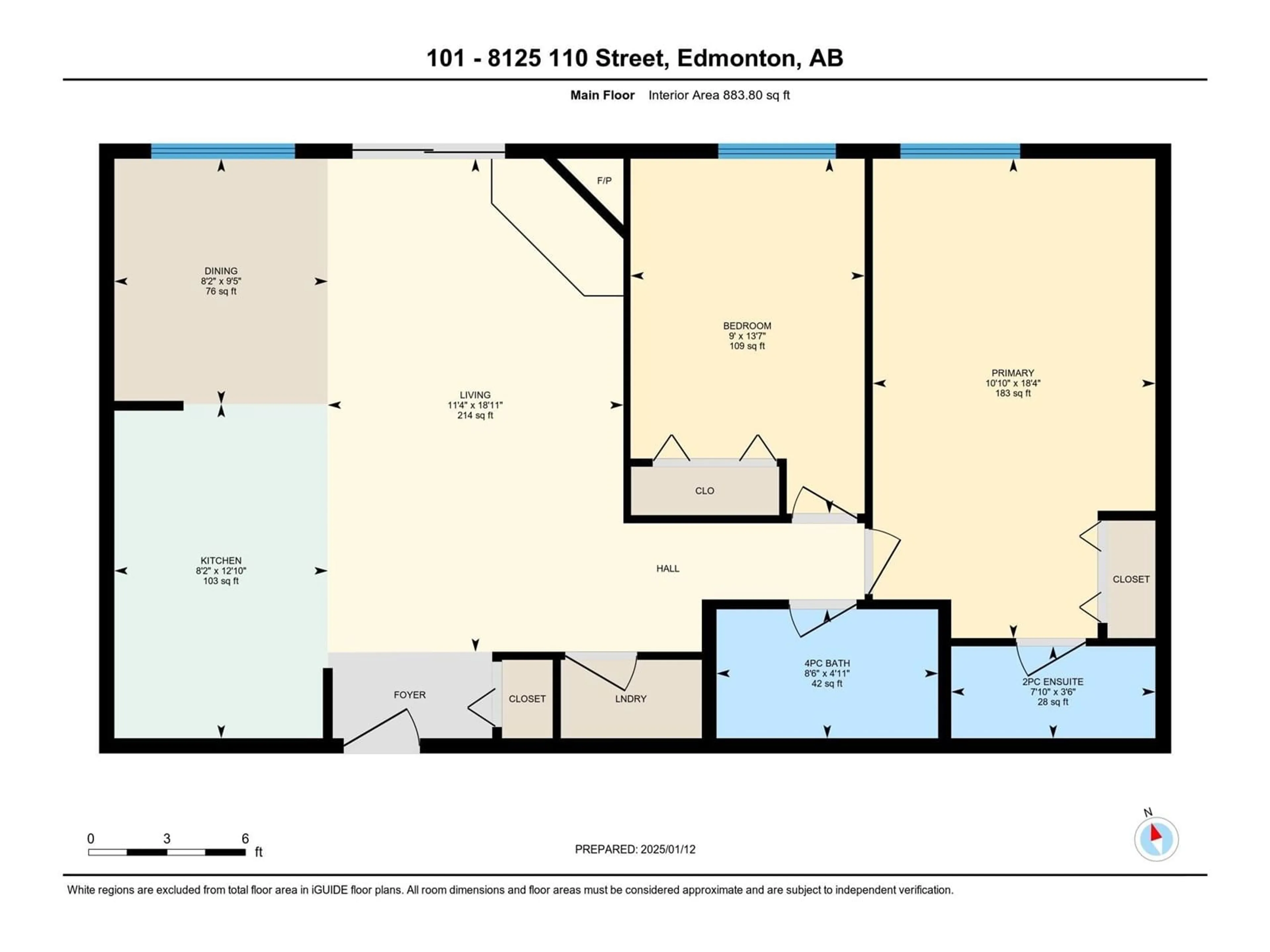 Floor plan for #101 8125 110 ST NW, Edmonton Alberta T6G2P3