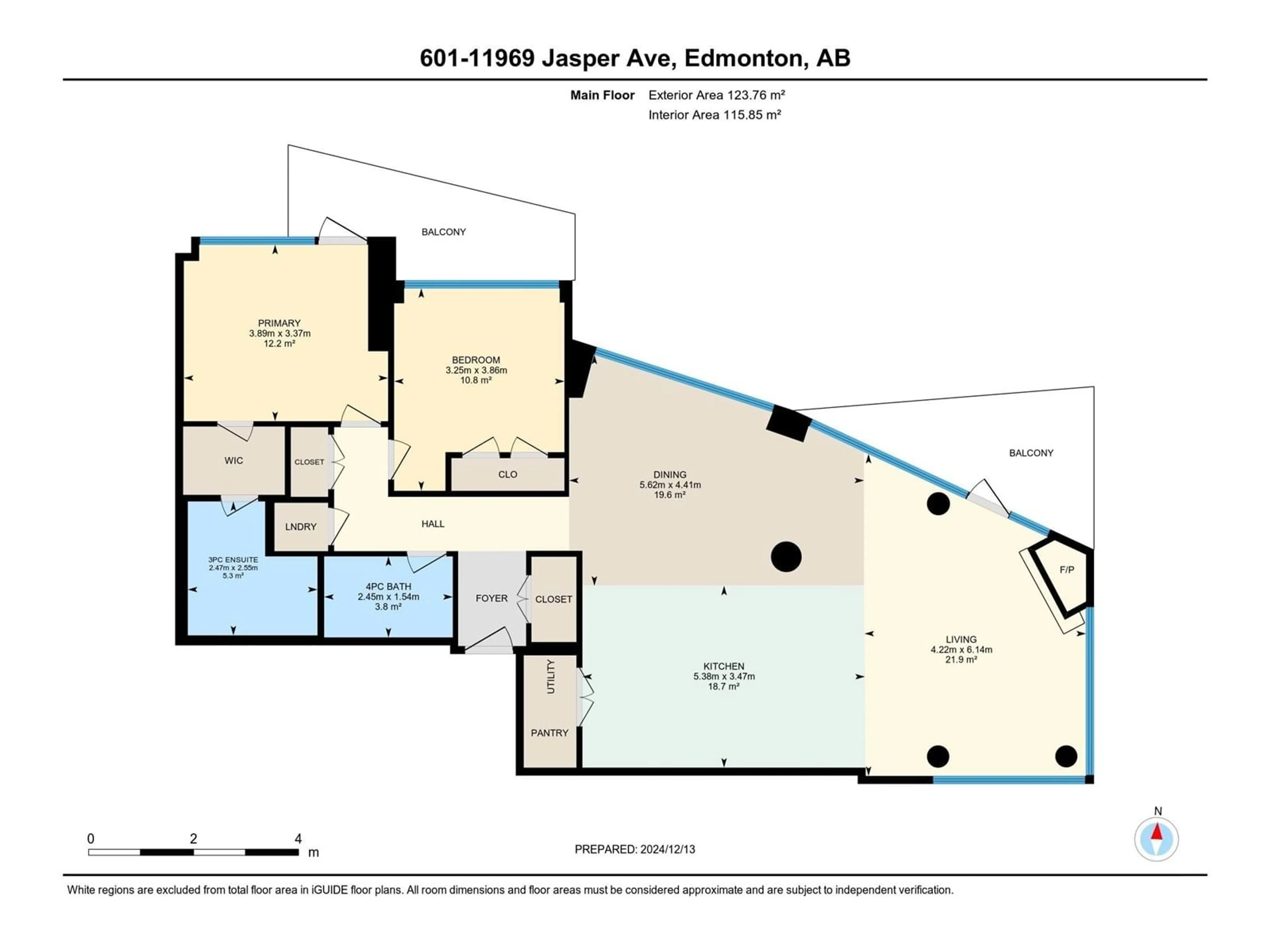 Floor plan for #601 11969 JASPER AV NW, Edmonton Alberta T5K0P1