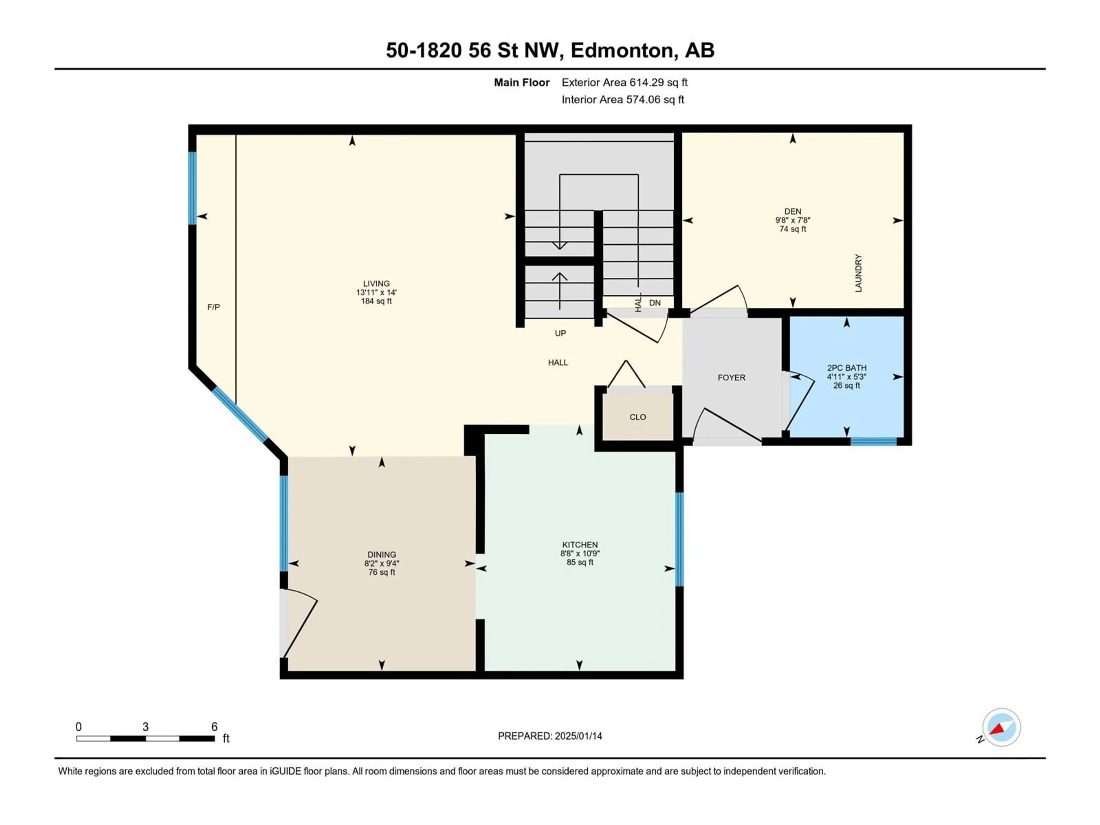 Floor plan for #50 1820 56 ST NW, Edmonton Alberta T6L5L4