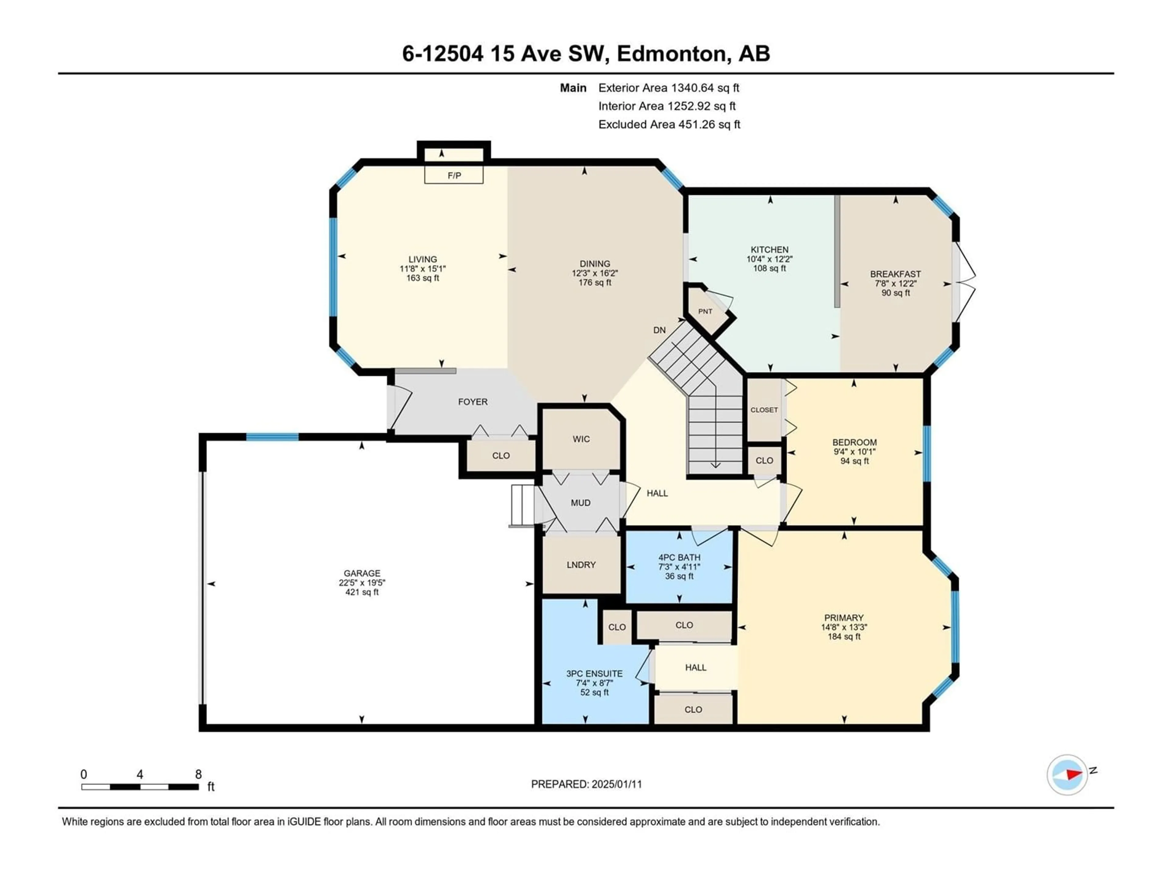 Floor plan for #6 12504 15 AV SW, Edmonton Alberta T6W1V2