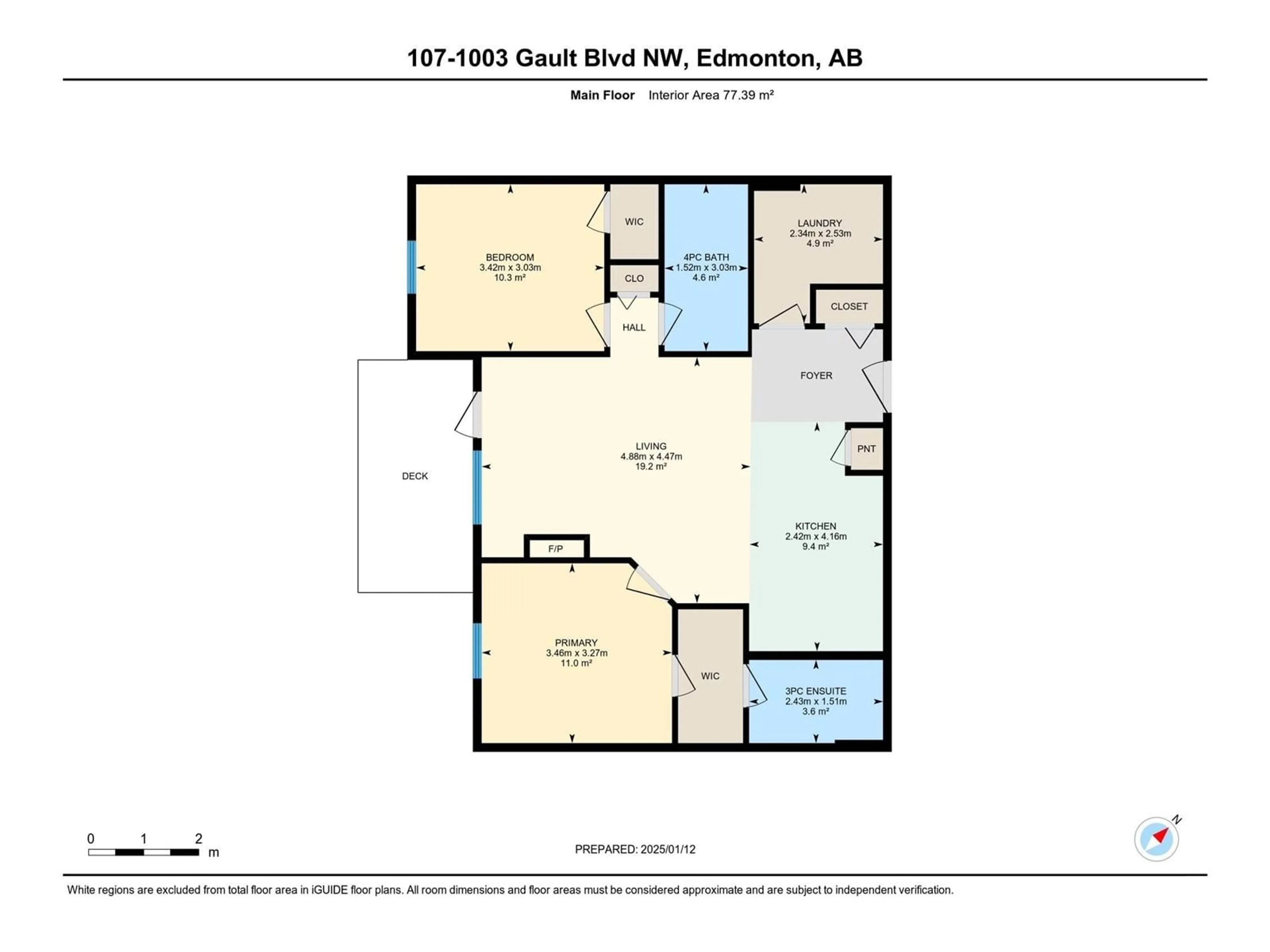 Floor plan for #107 1003 GAULT BV NW, Edmonton Alberta T5E4H5