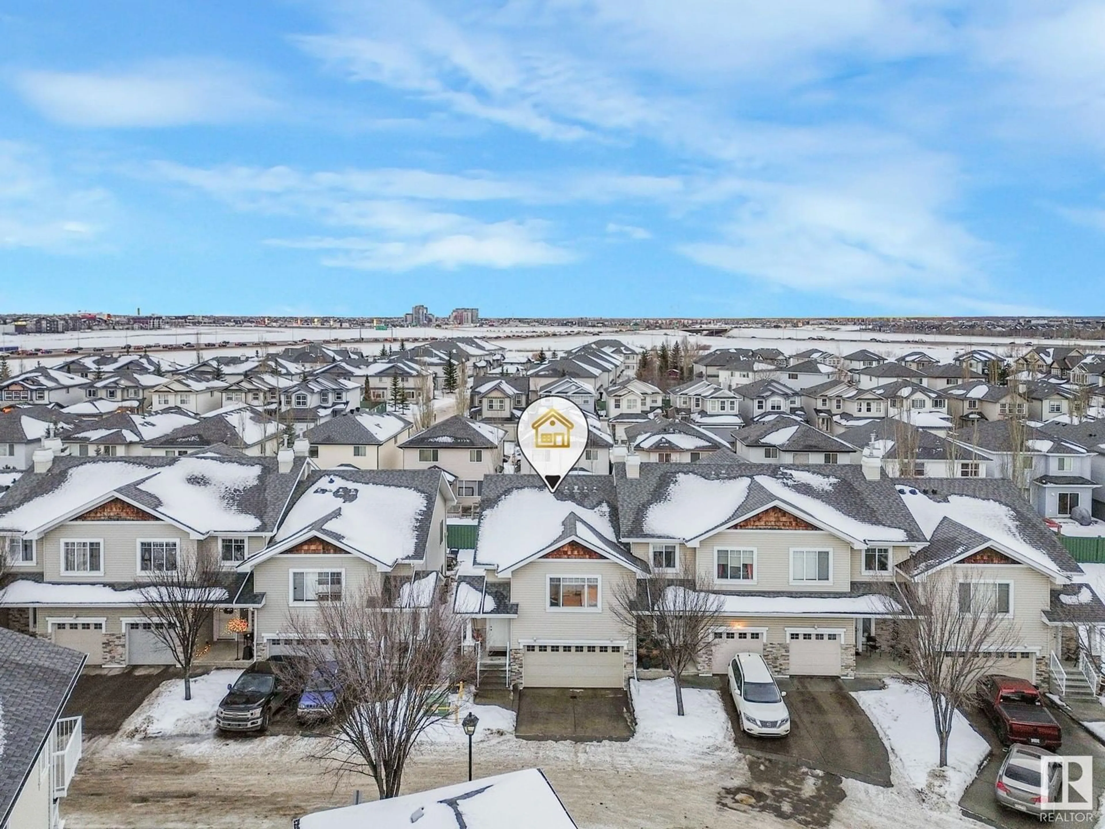 A pic from outside/outdoor area/front of a property/back of a property/a pic from drone, mountain view for #49 2508 HANNA CR NW, Edmonton Alberta T6R3N7