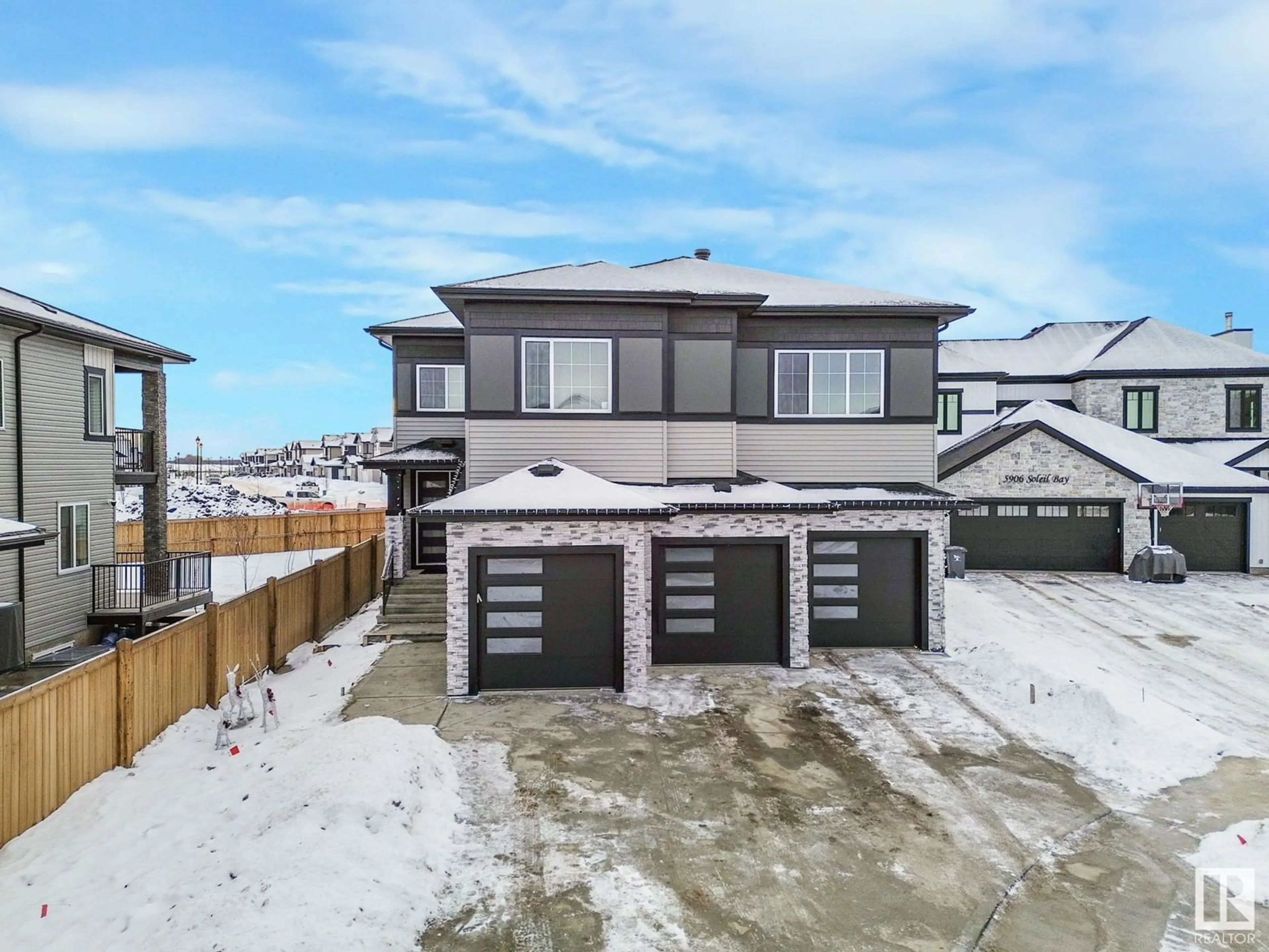 A pic from outside/outdoor area/front of a property/back of a property/a pic from drone, street for 5904 SOLEIL BA SW, Beaumont Alberta T4X2X9