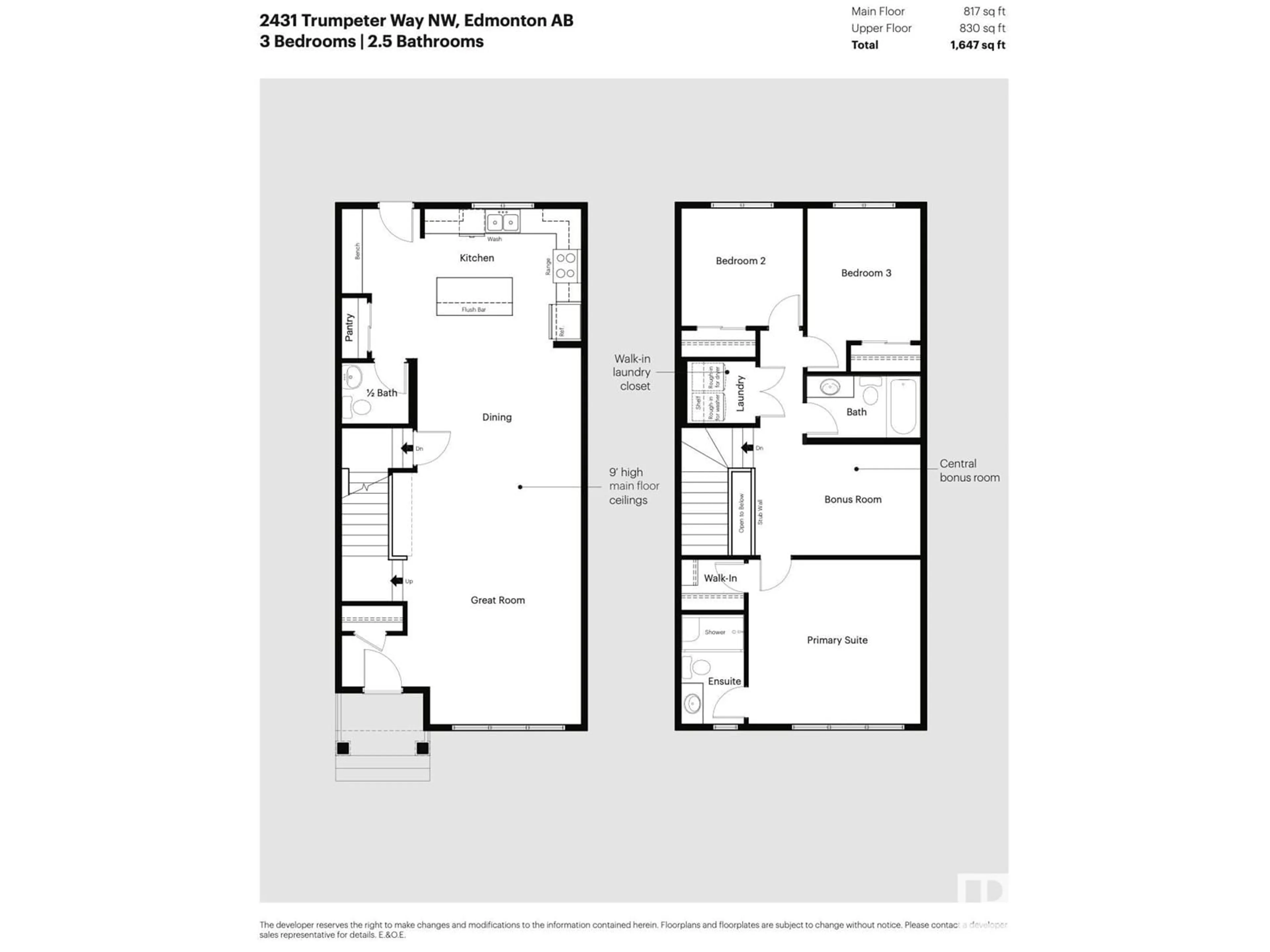 Floor plan for 2431 TRUMPETER WY NW, Edmonton Alberta T5S0S9