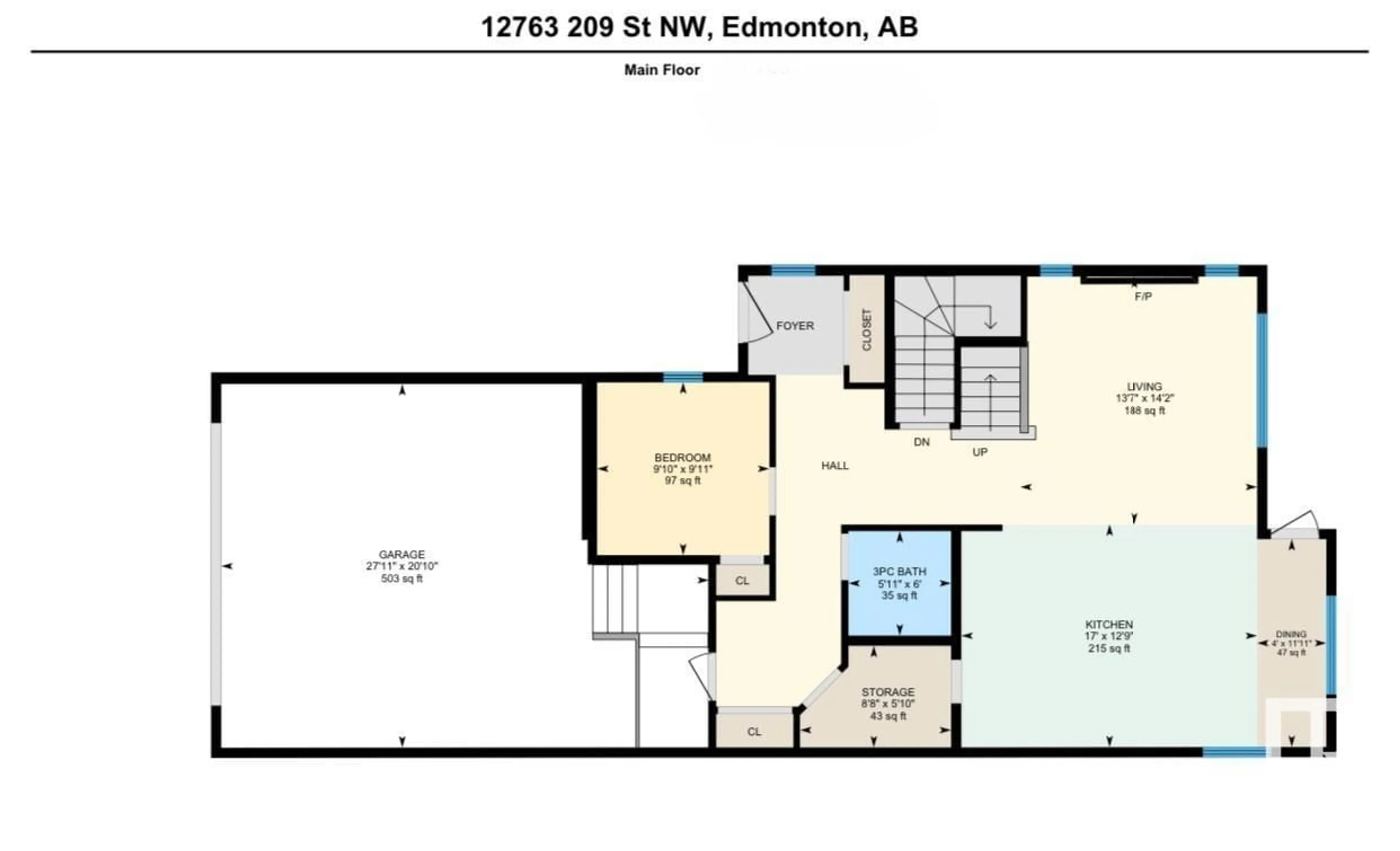 Floor plan for 12763 209 ST NW, Edmonton Alberta T5S0R6