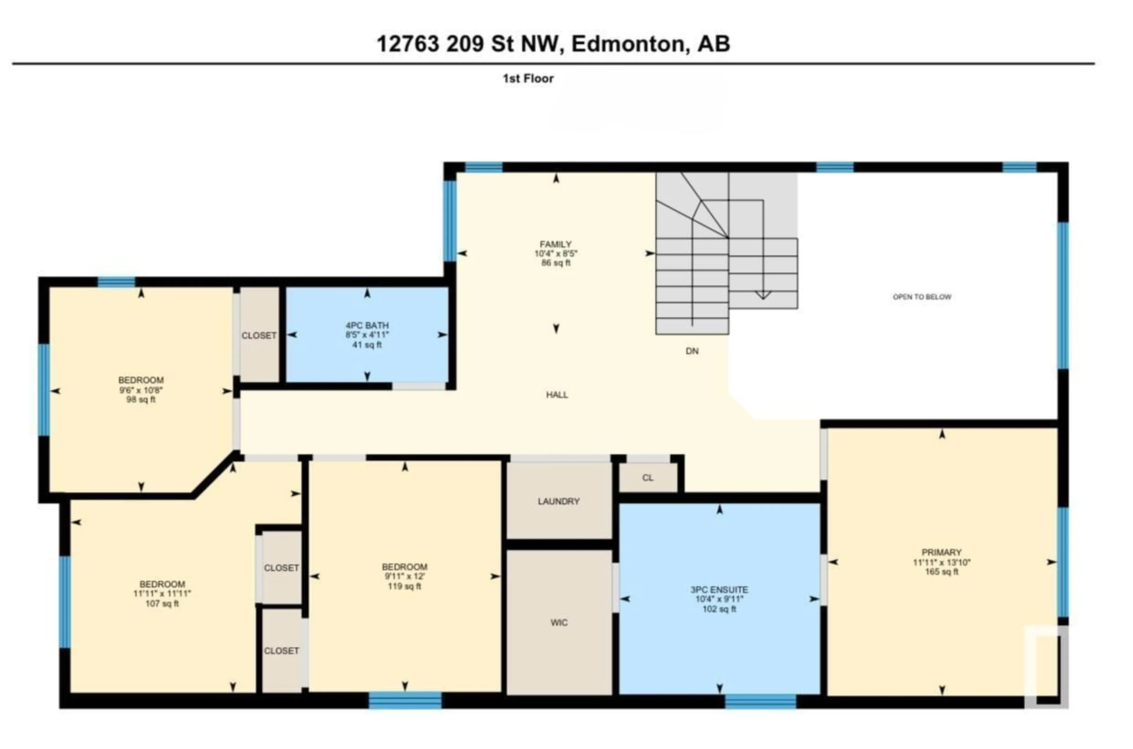 Floor plan for 12763 209 ST NW, Edmonton Alberta T5S0R6