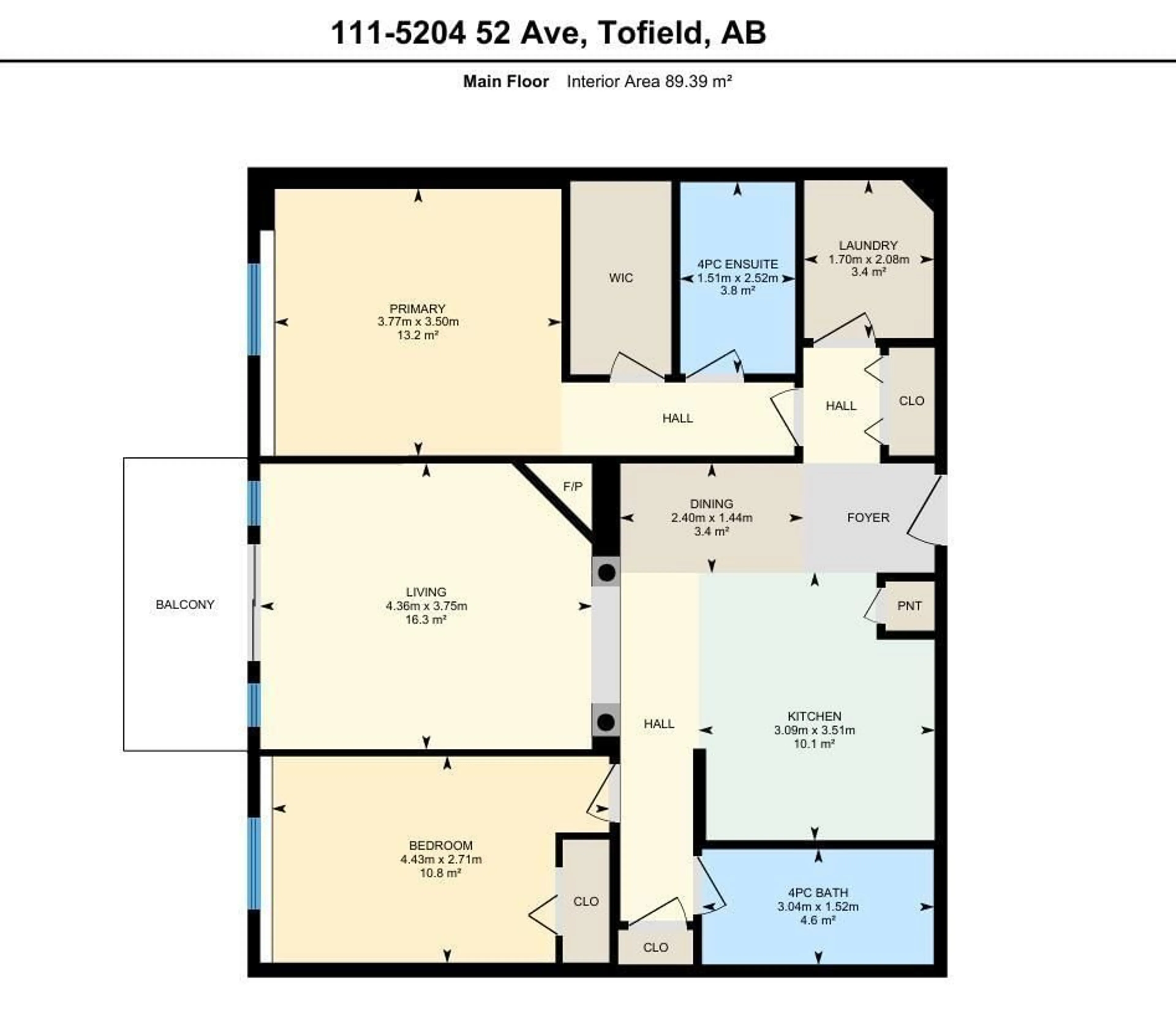 Floor plan for #111 5204 52 AV, Tofield Alberta T0B4J0