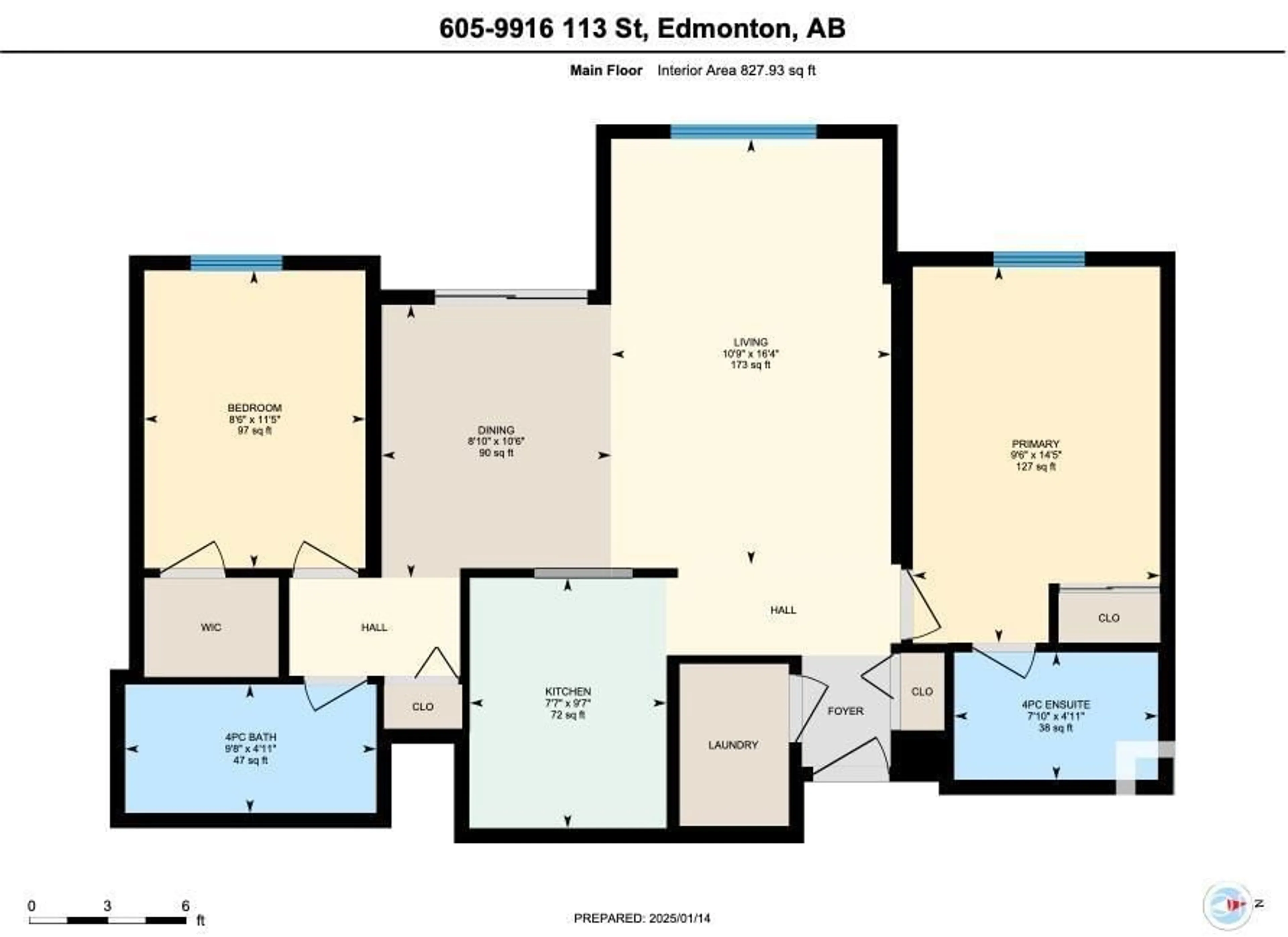 Floor plan for #605 9916 113 ST NW, Edmonton Alberta T5K2N3