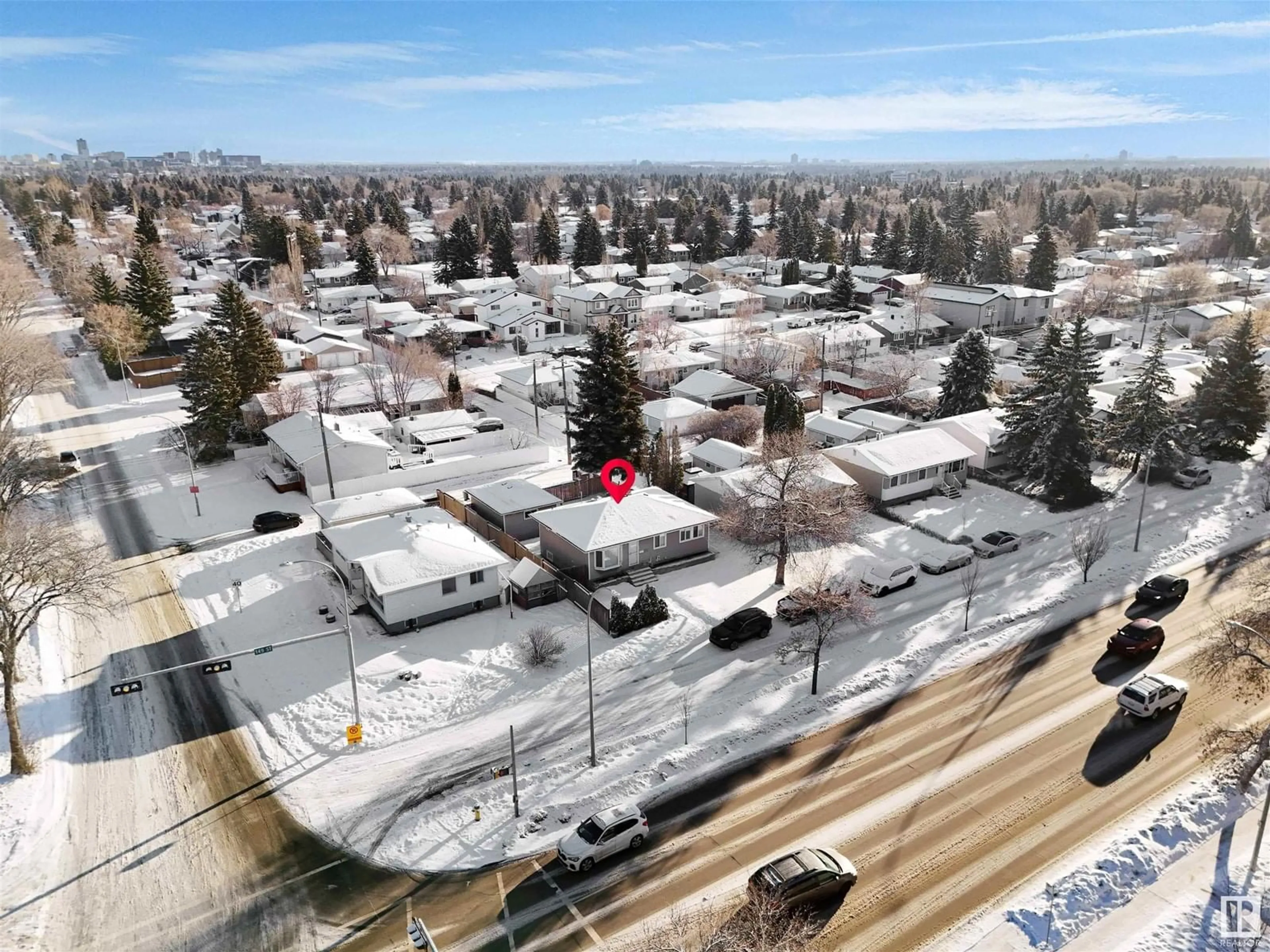 A pic from outside/outdoor area/front of a property/back of a property/a pic from drone, mountain view for 9043 149 ST NW, Edmonton Alberta T5R0A5